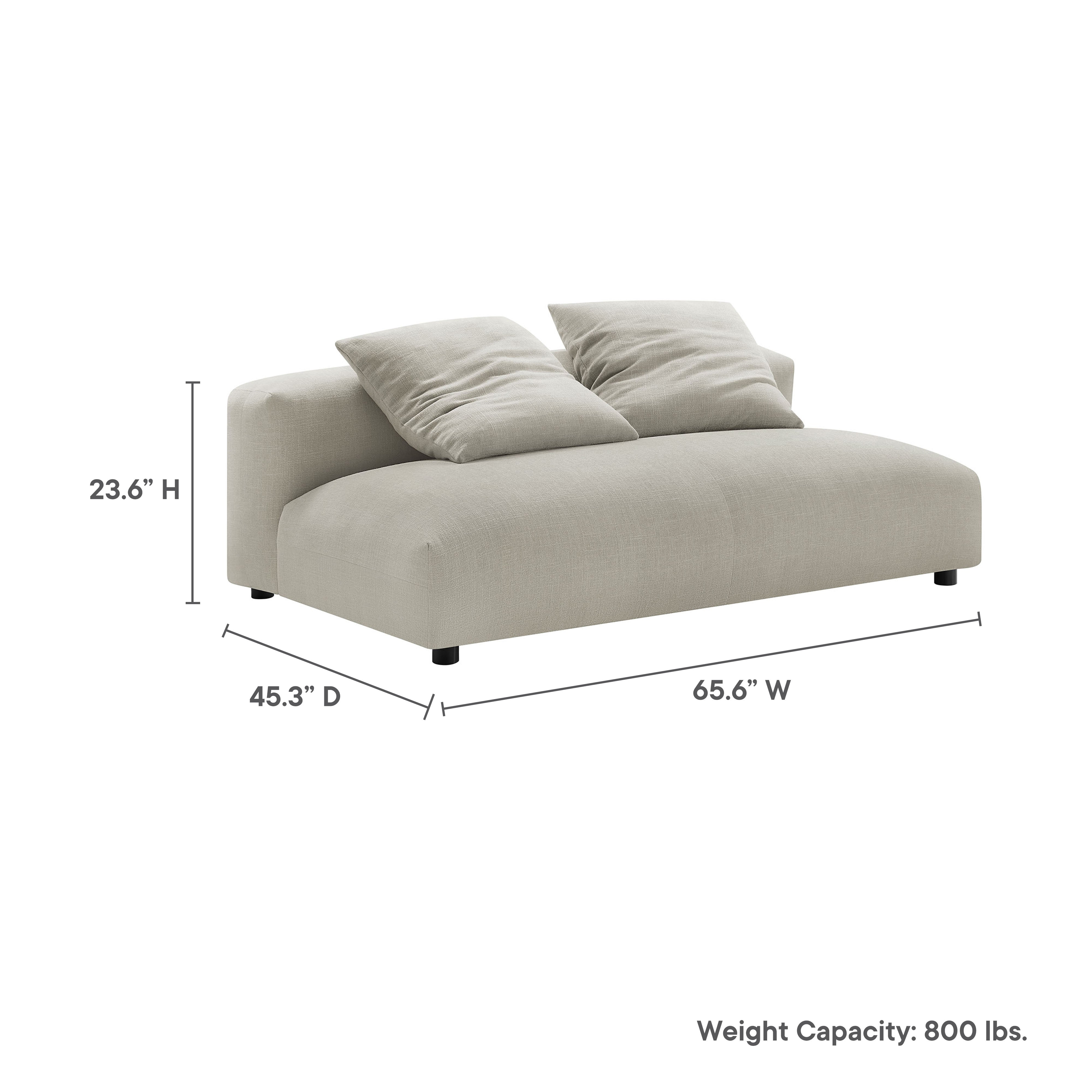 Solace Modular Upholstered Fabric Armless Loveseat, Linen