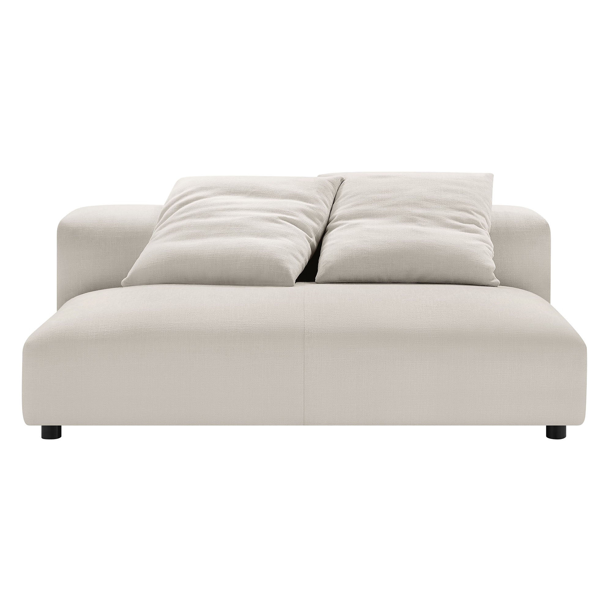 Solace Modular Upholstered Fabric Armless Loveseat and Ottoman Set, Salt