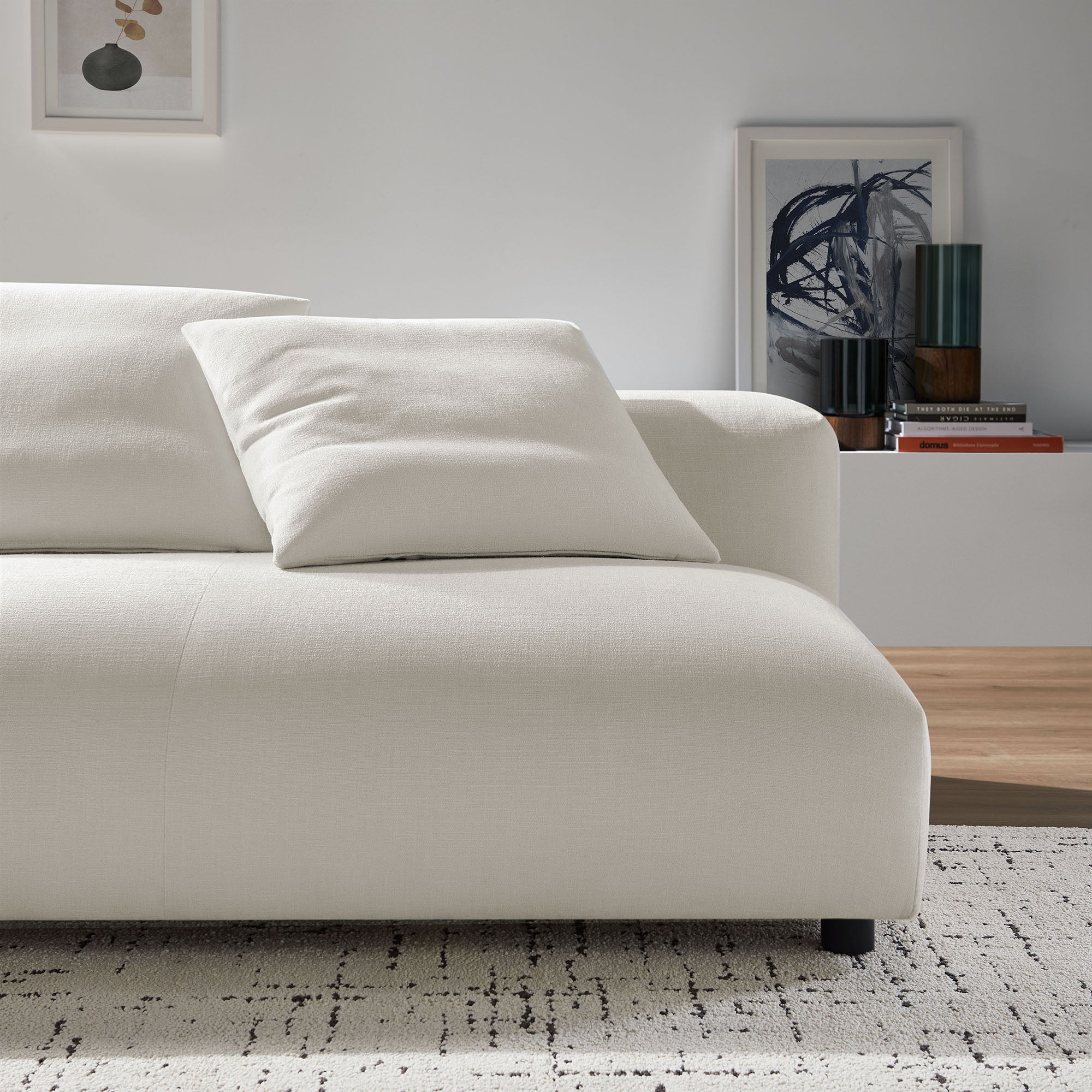 Solace Modular Upholstered Fabric Armless Loveseat, Salt