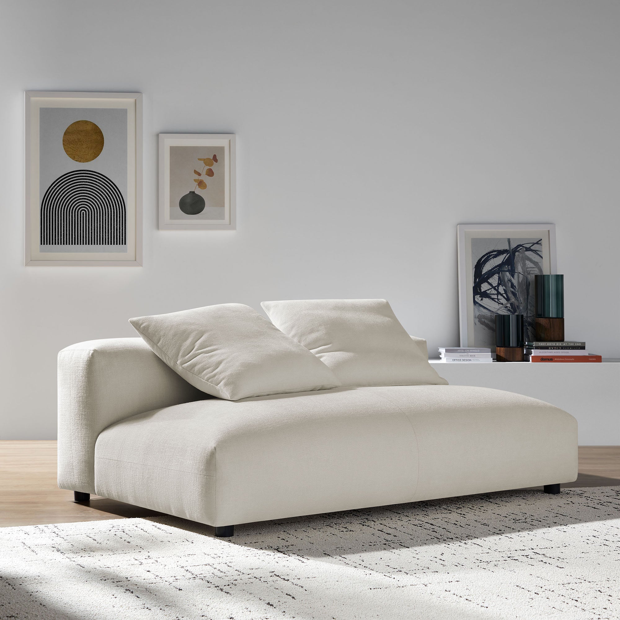 Solace Modular Upholstered Fabric Armless Loveseat, Salt
