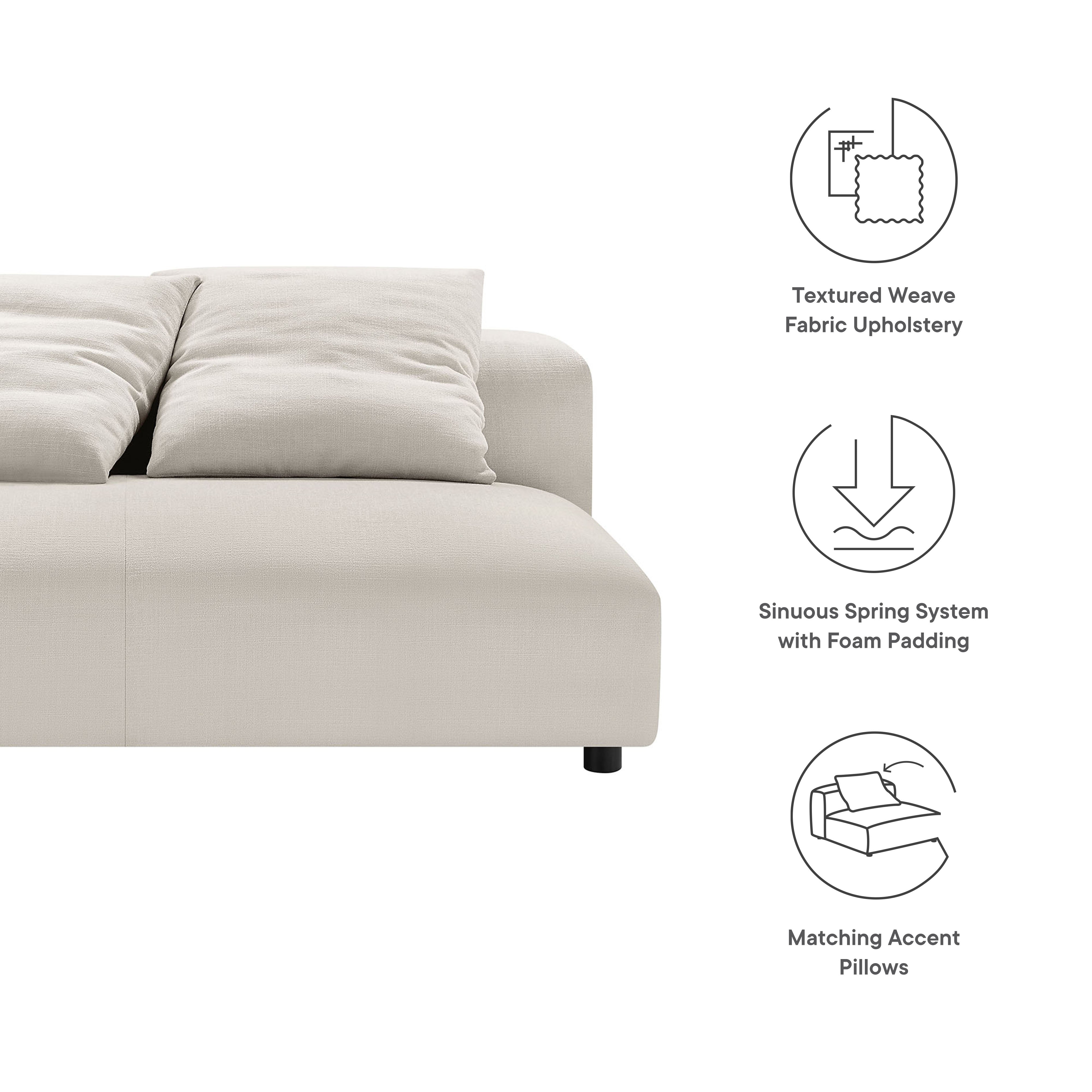 Solace Modular Upholstered Fabric Armless Loveseat, Salt