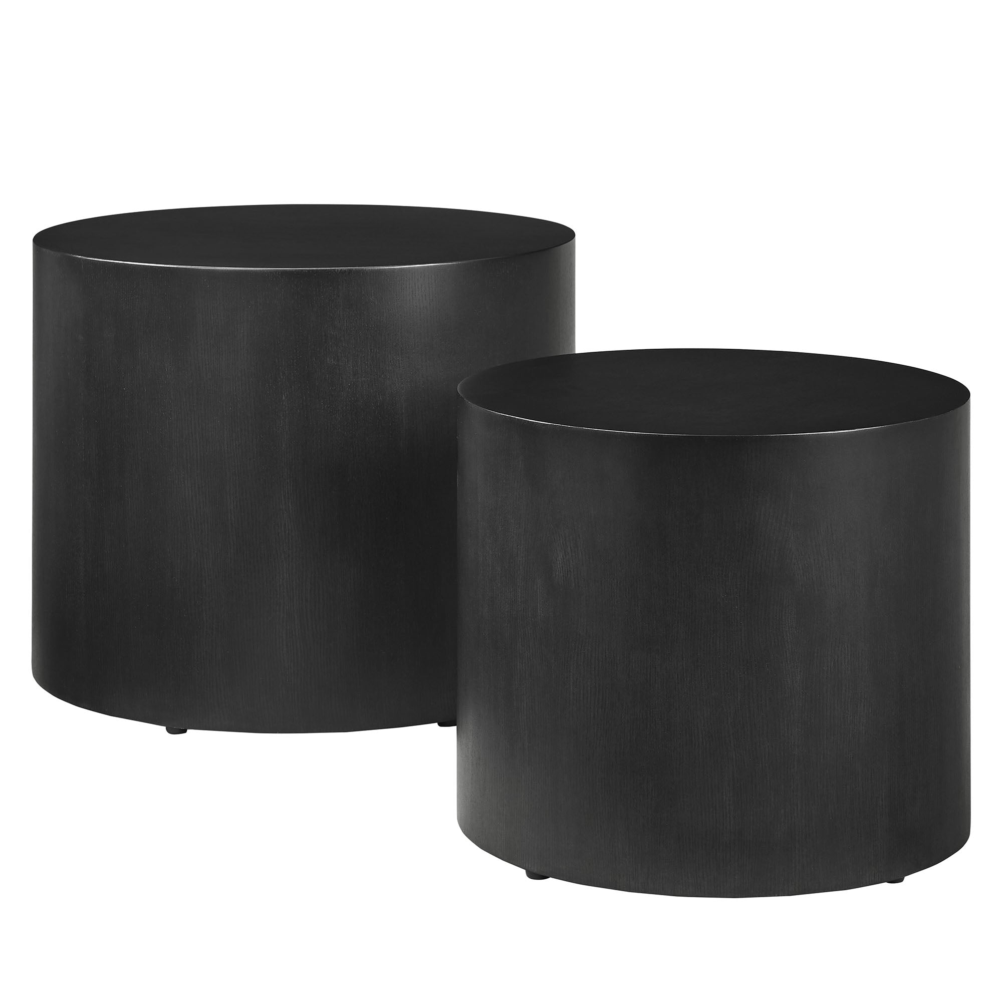 Amani Round Nesting Coffee Tables Set of 2, Black