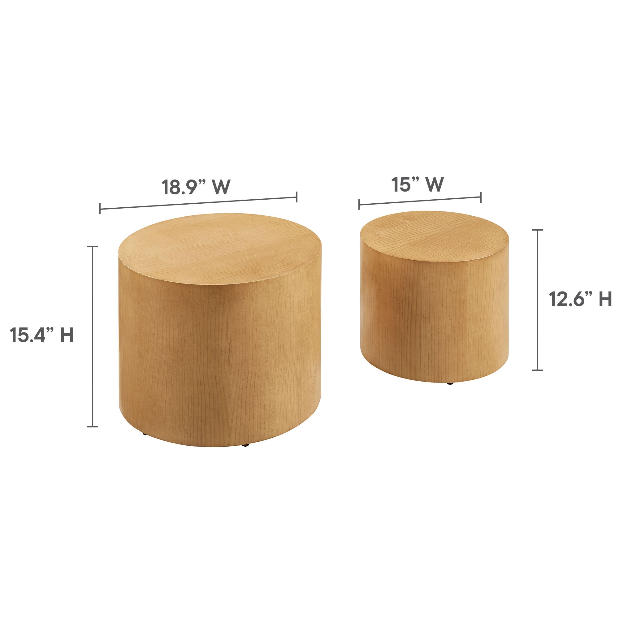Amani Round Nesting Coffee Tables Set of 2, Natural