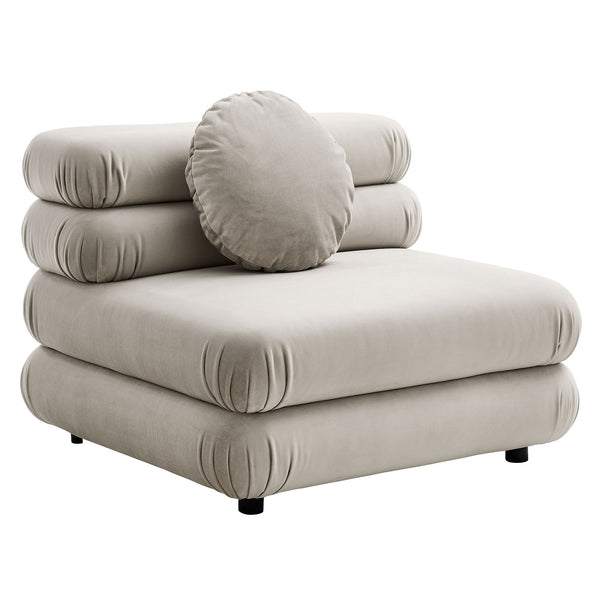 Jubilee Modular Performance Velvet Armless Chair, Almond