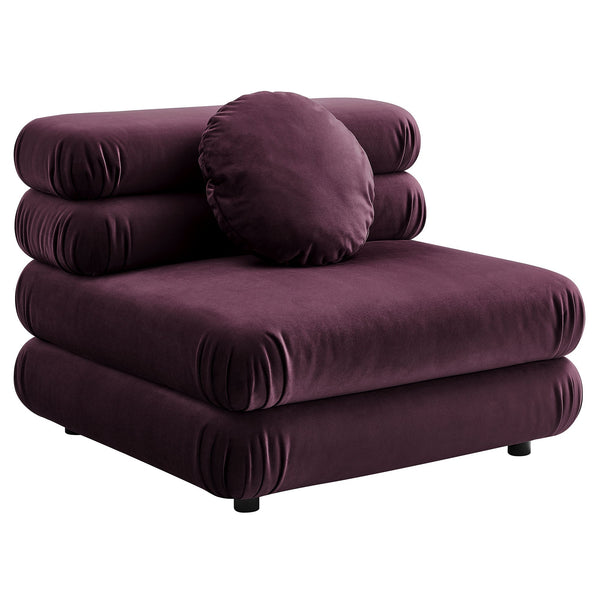 Jubilee Modular Performance Velvet Armless Chair, Mulberry