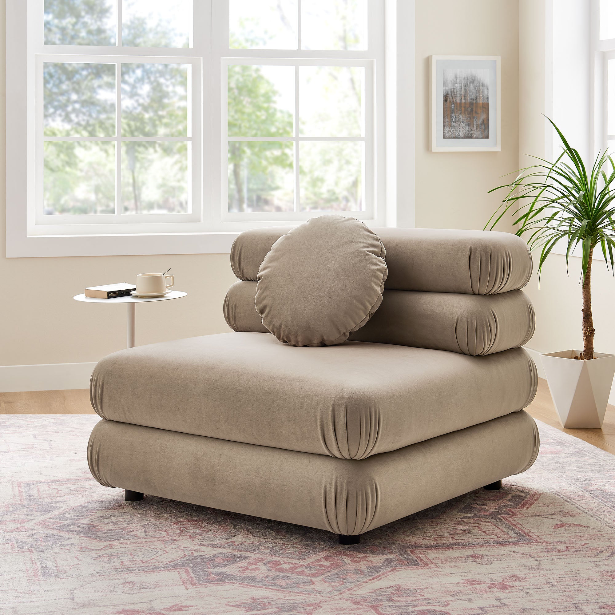 Jubilee Modular Performance Velvet Armless Chair, Taupe