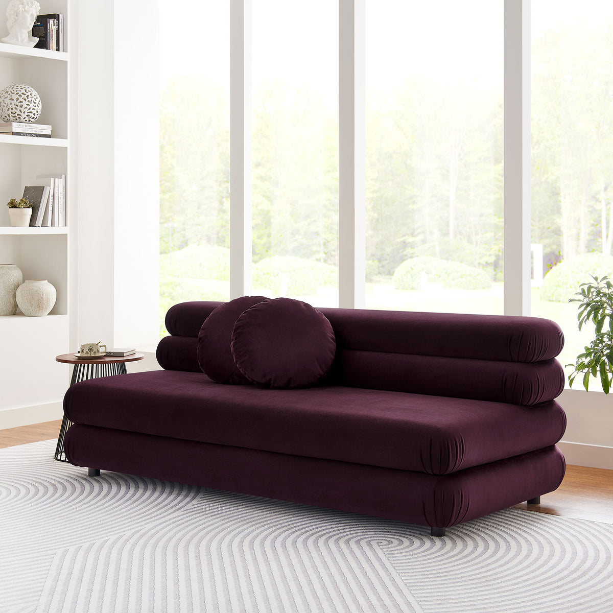 Jubilee Modular Performance Velvet Armless Loveseat, Mulberry