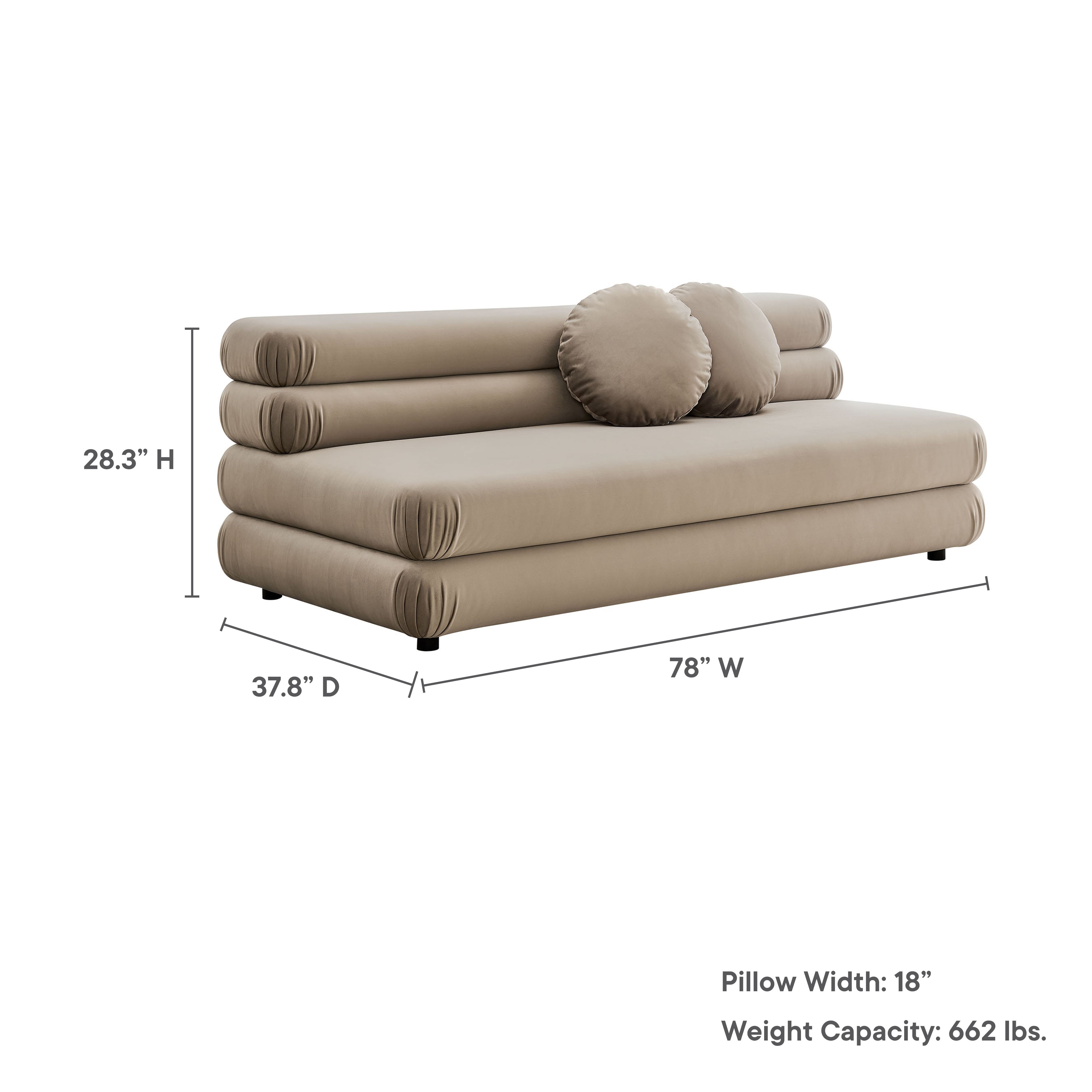 Jubilee Modular Performance Velvet Armless Loveseat, Taupe
