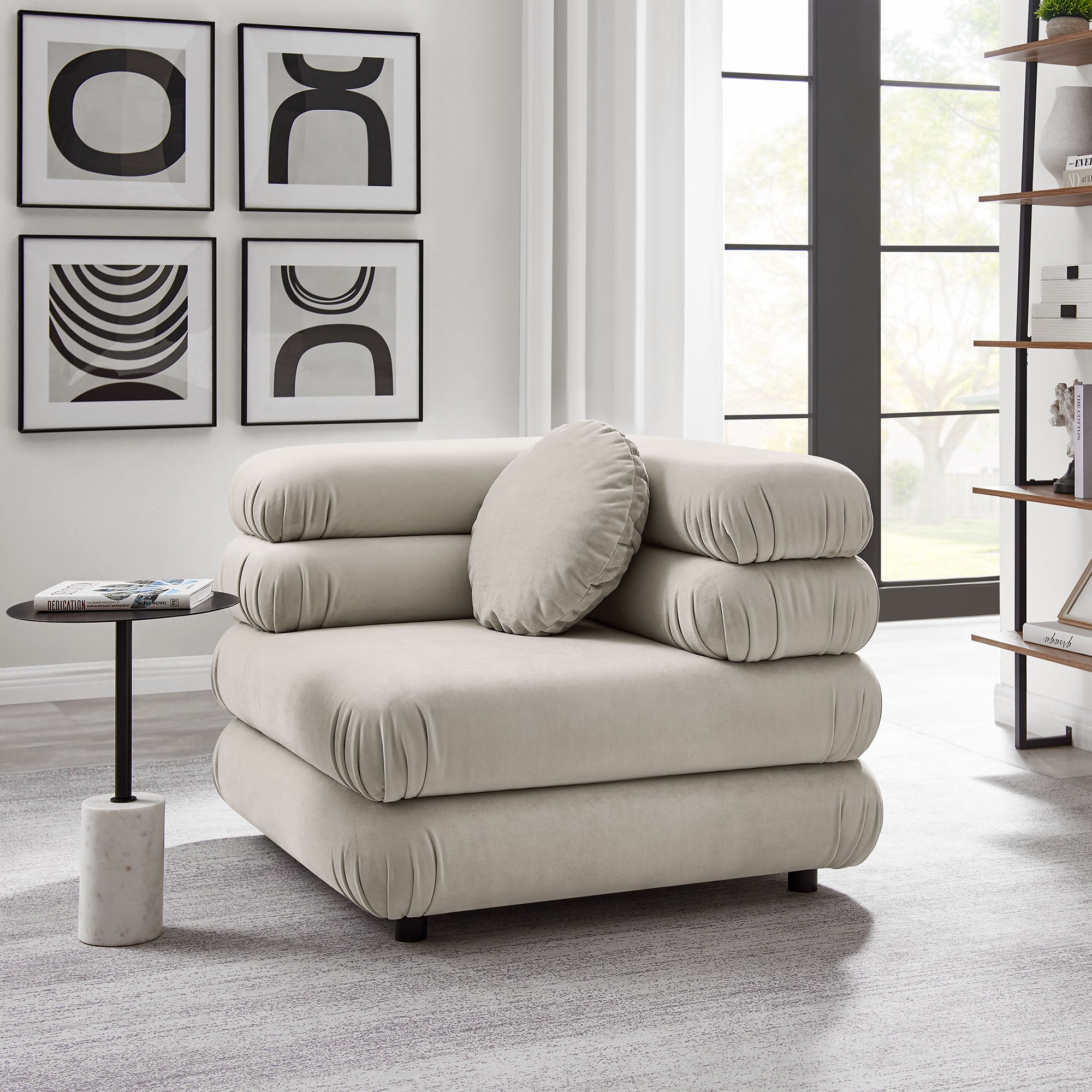 Jubilee Modular Performance Velvet Corner Chair, Almond