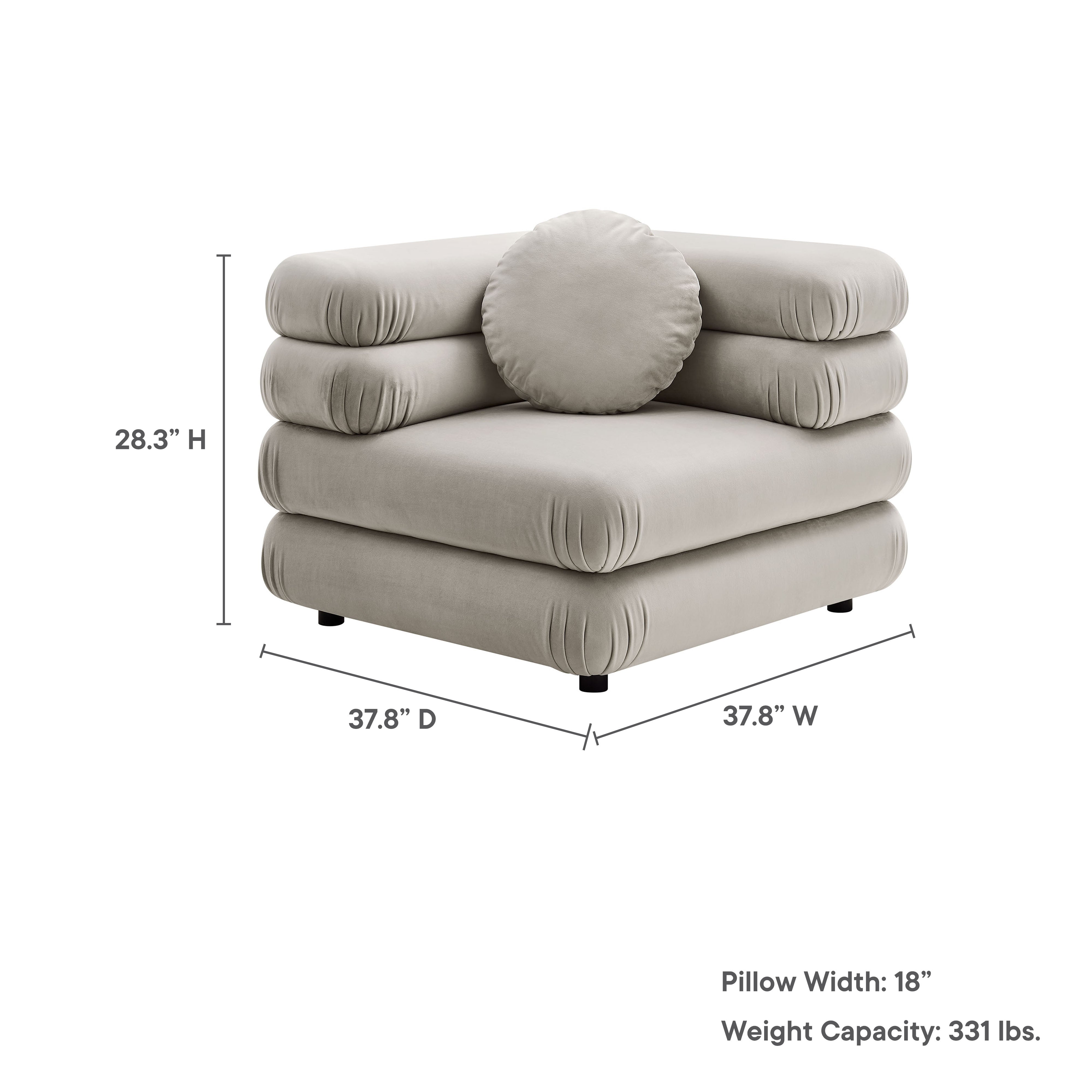 Jubilee Modular Performance Velvet Corner Chair, Almond
