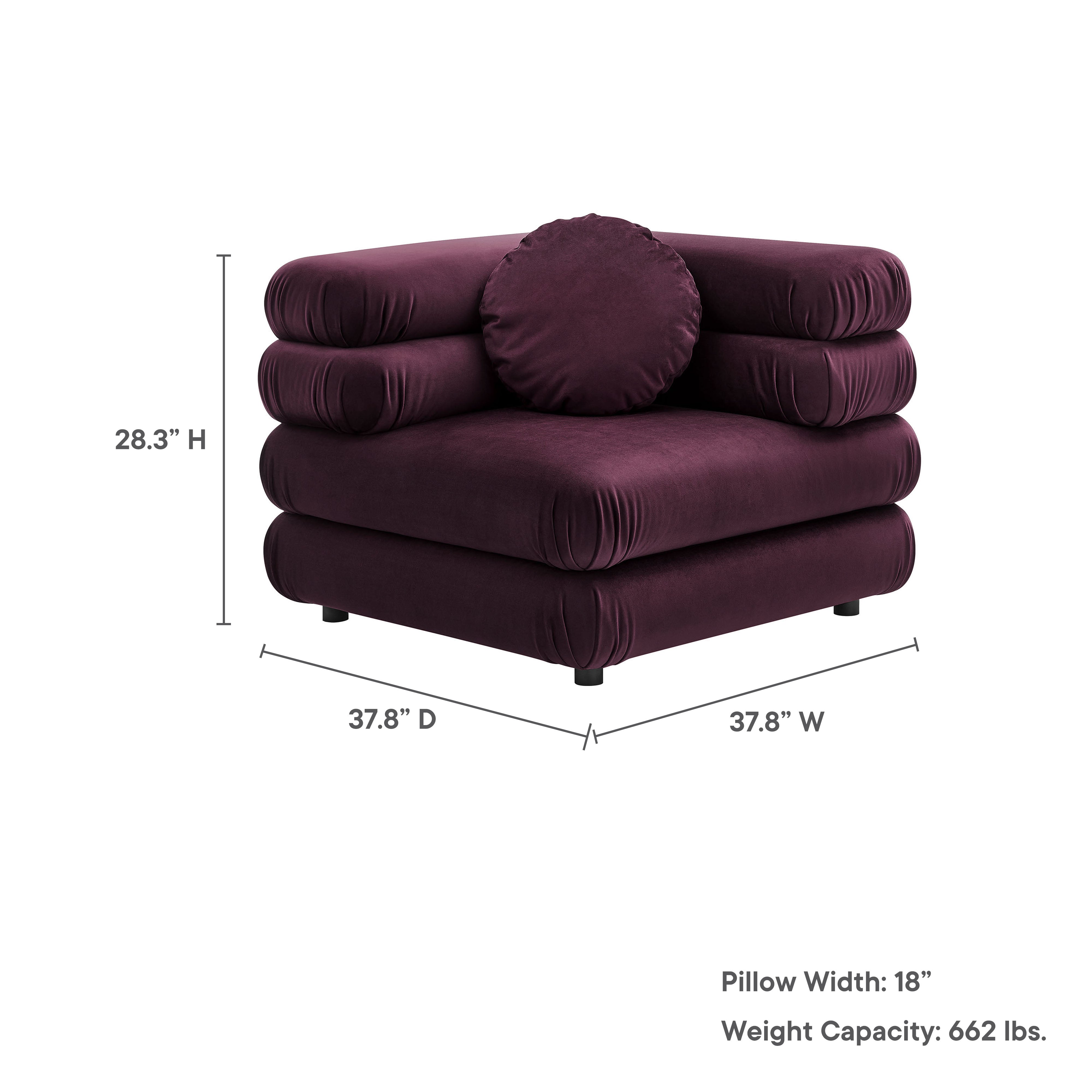 Jubilee Modular Performance Velvet Corner Chair, Mulberry