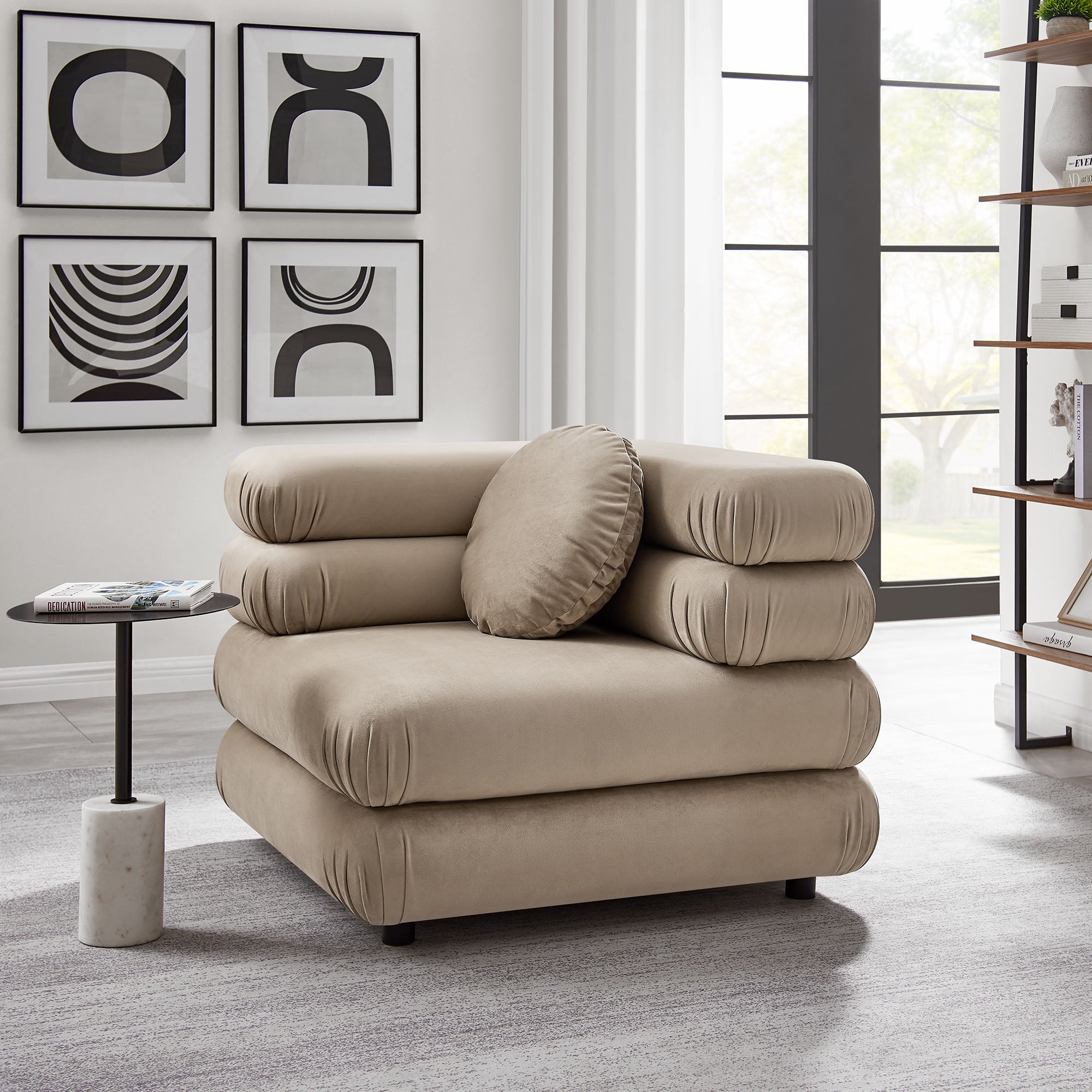 Jubilee Modular Performance Velvet Corner Chair, Taupe