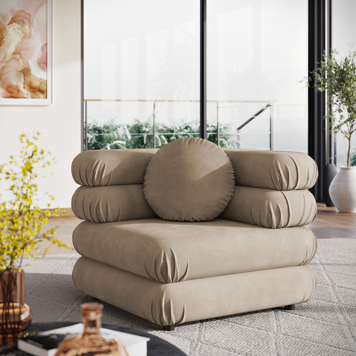 Jubilee Modular Performance Velvet Corner Chair, Taupe