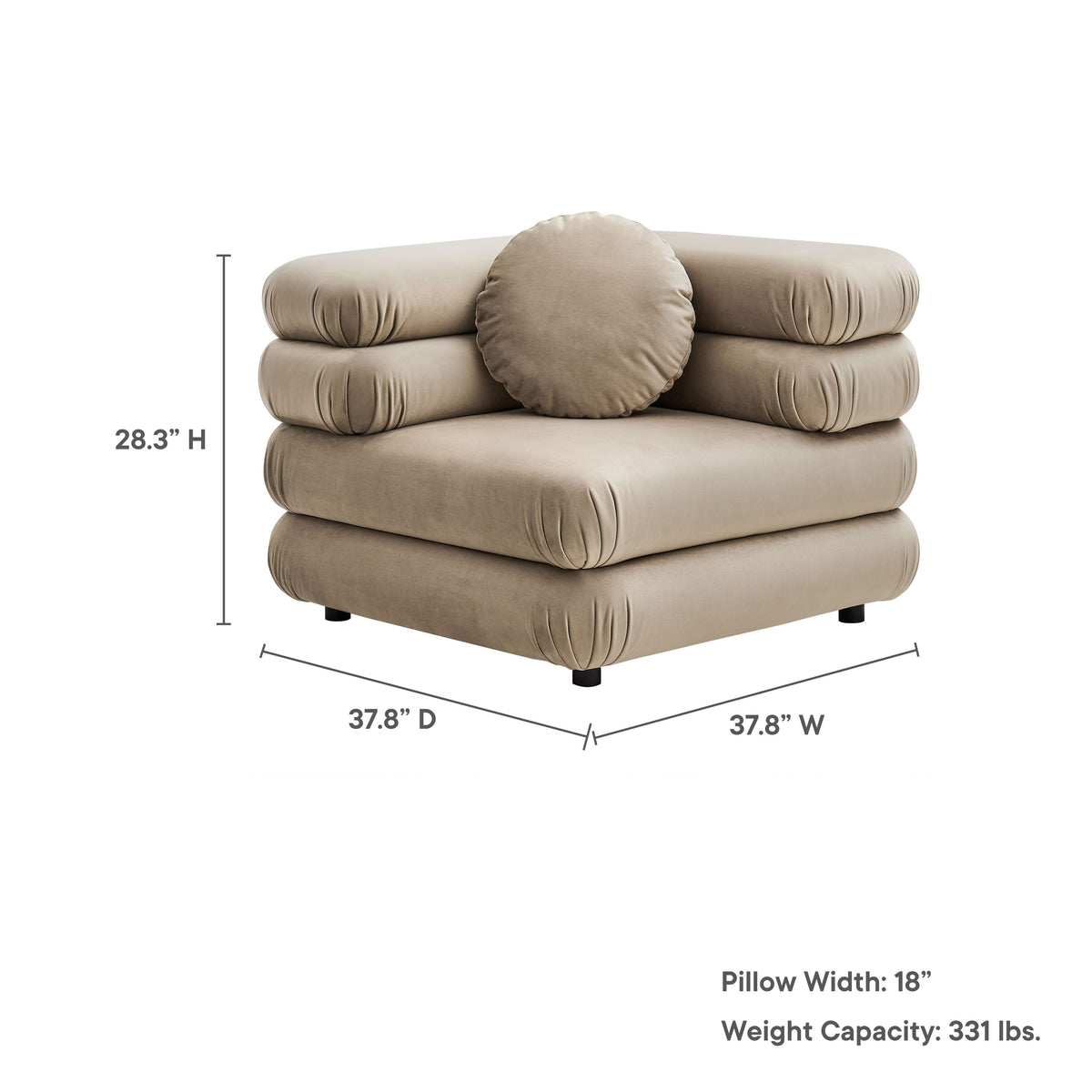 Jubilee Modular Performance Velvet Corner Chair, Taupe
