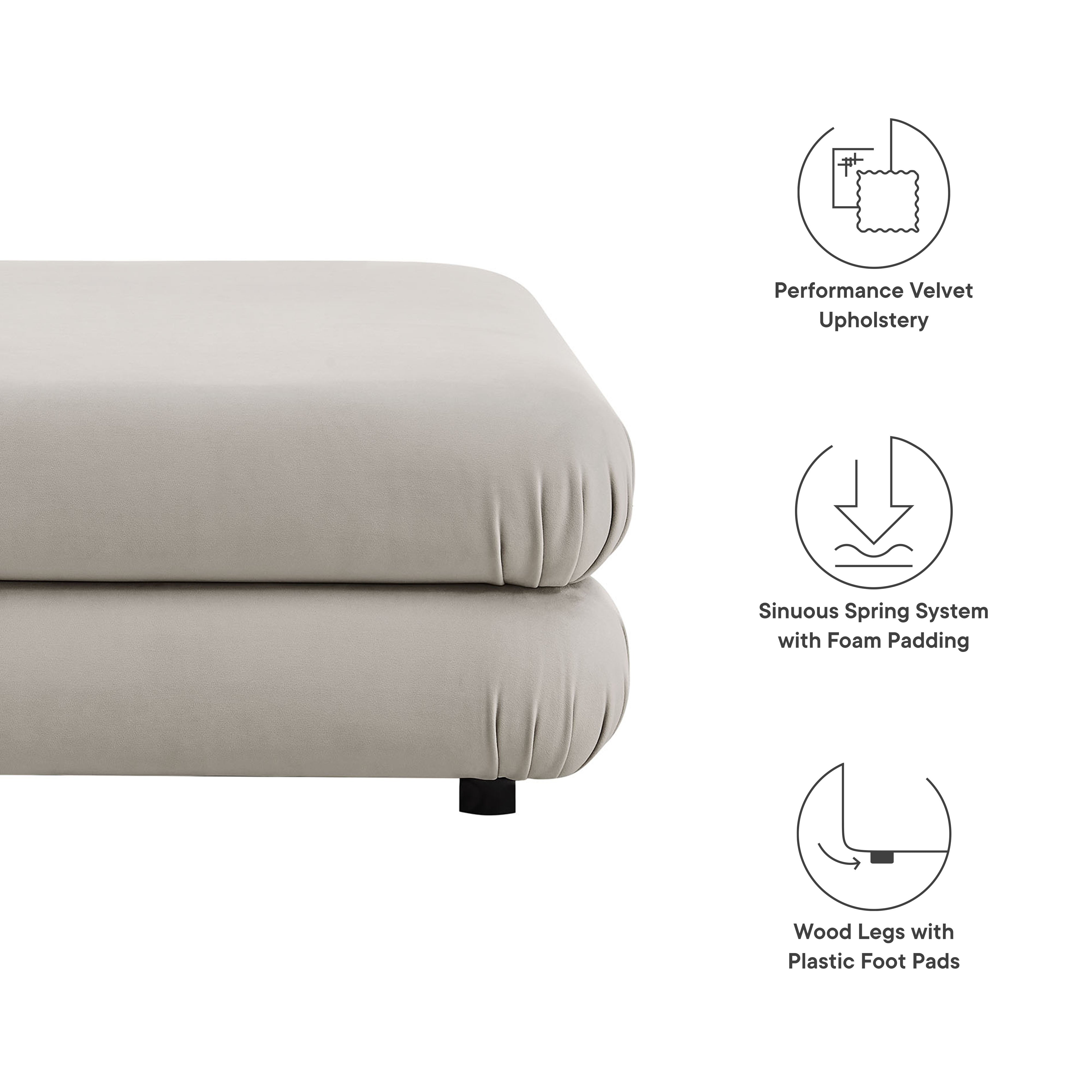 Jubilee Modular Performance Velvet Ottoman, Almond
