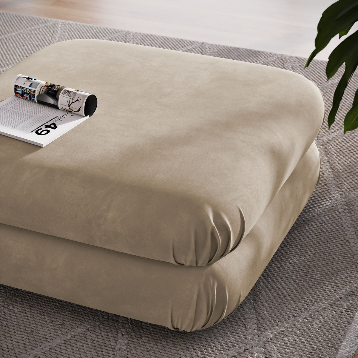 Jubilee Modular Performance Velvet Ottoman, Taupe