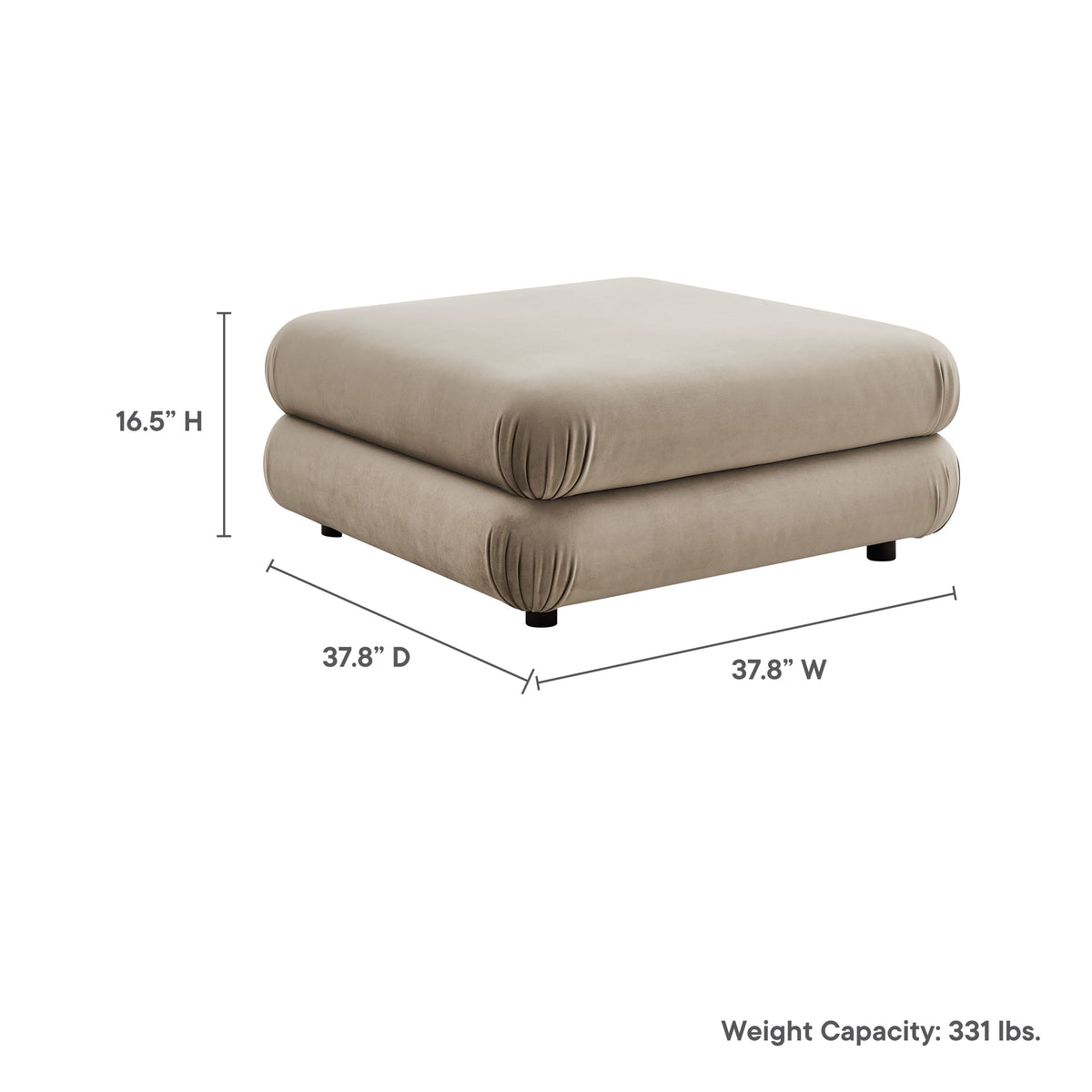 Jubilee Modular Performance Velvet Ottoman, Taupe
