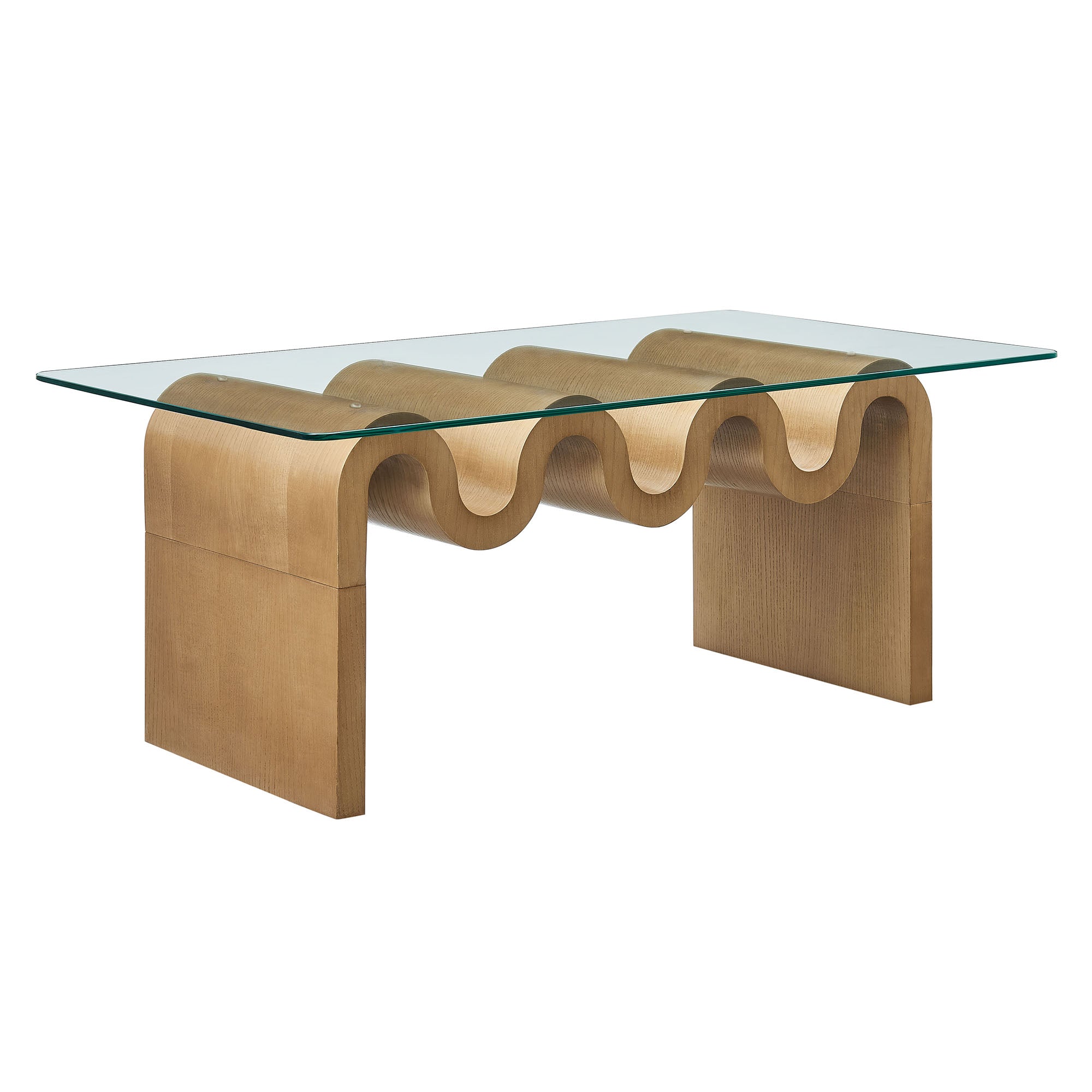Ondine Glass Top Coffee Table, Natural