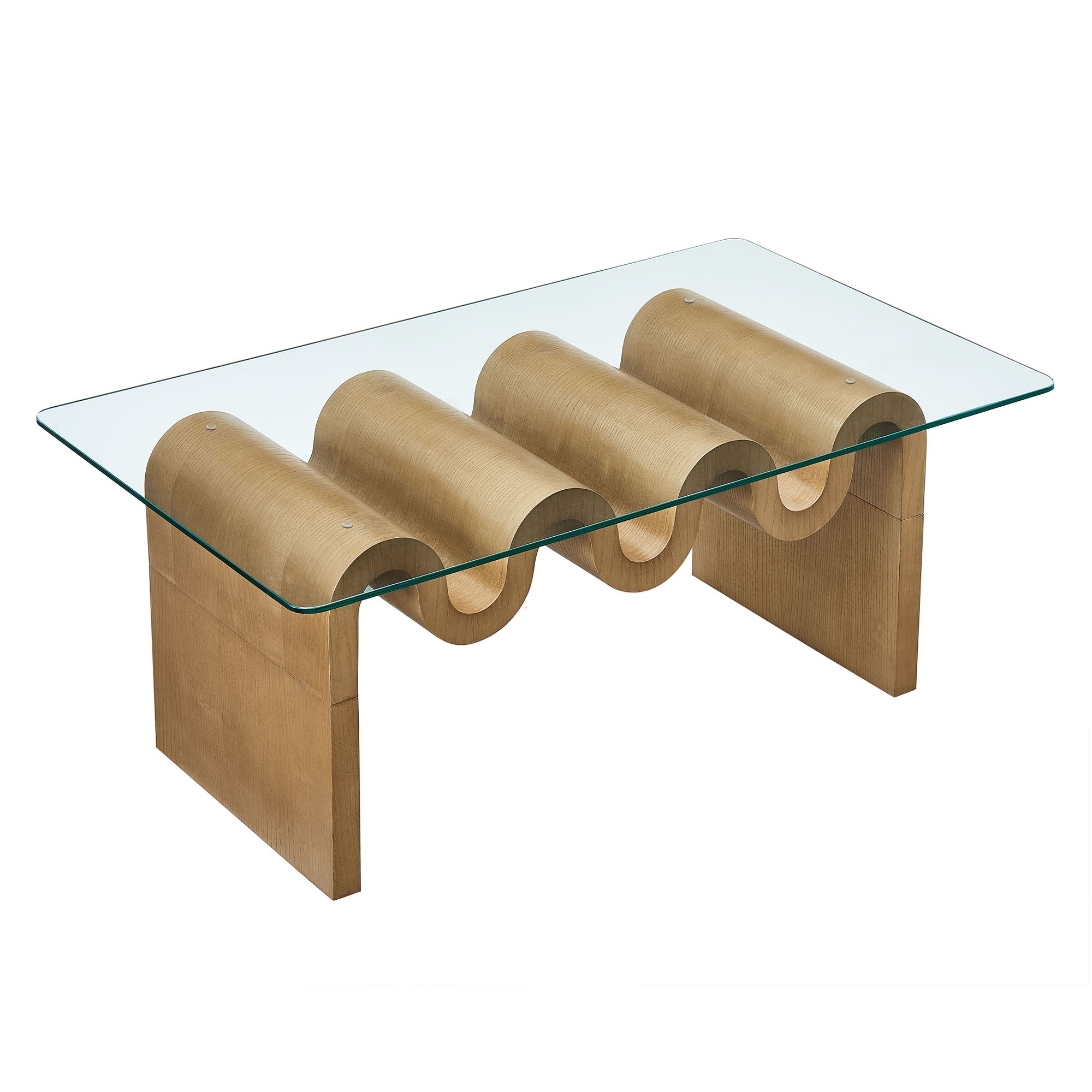 Ondine Glass Top Coffee Table, Natural