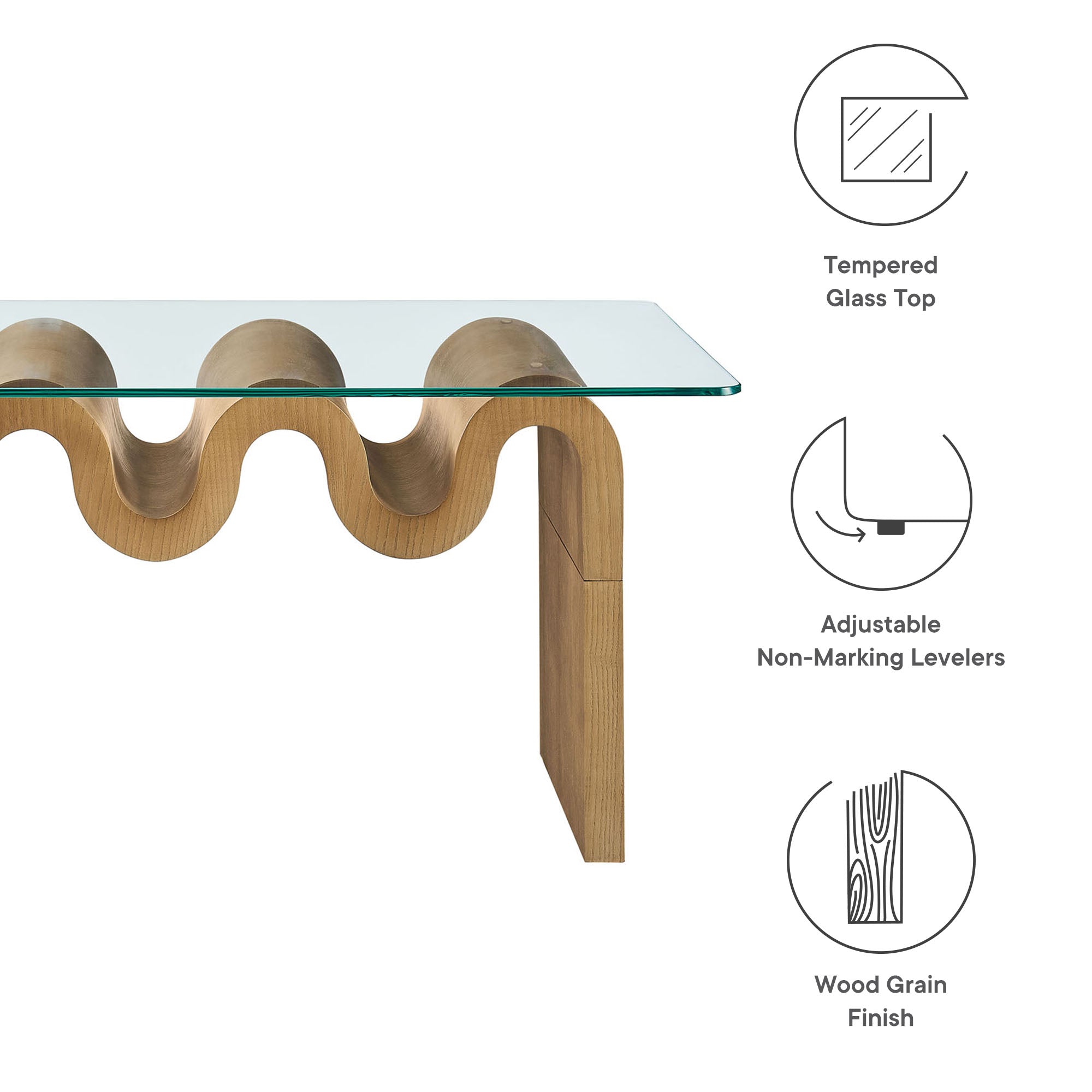 Ondine Glass Top Coffee Table, Natural
