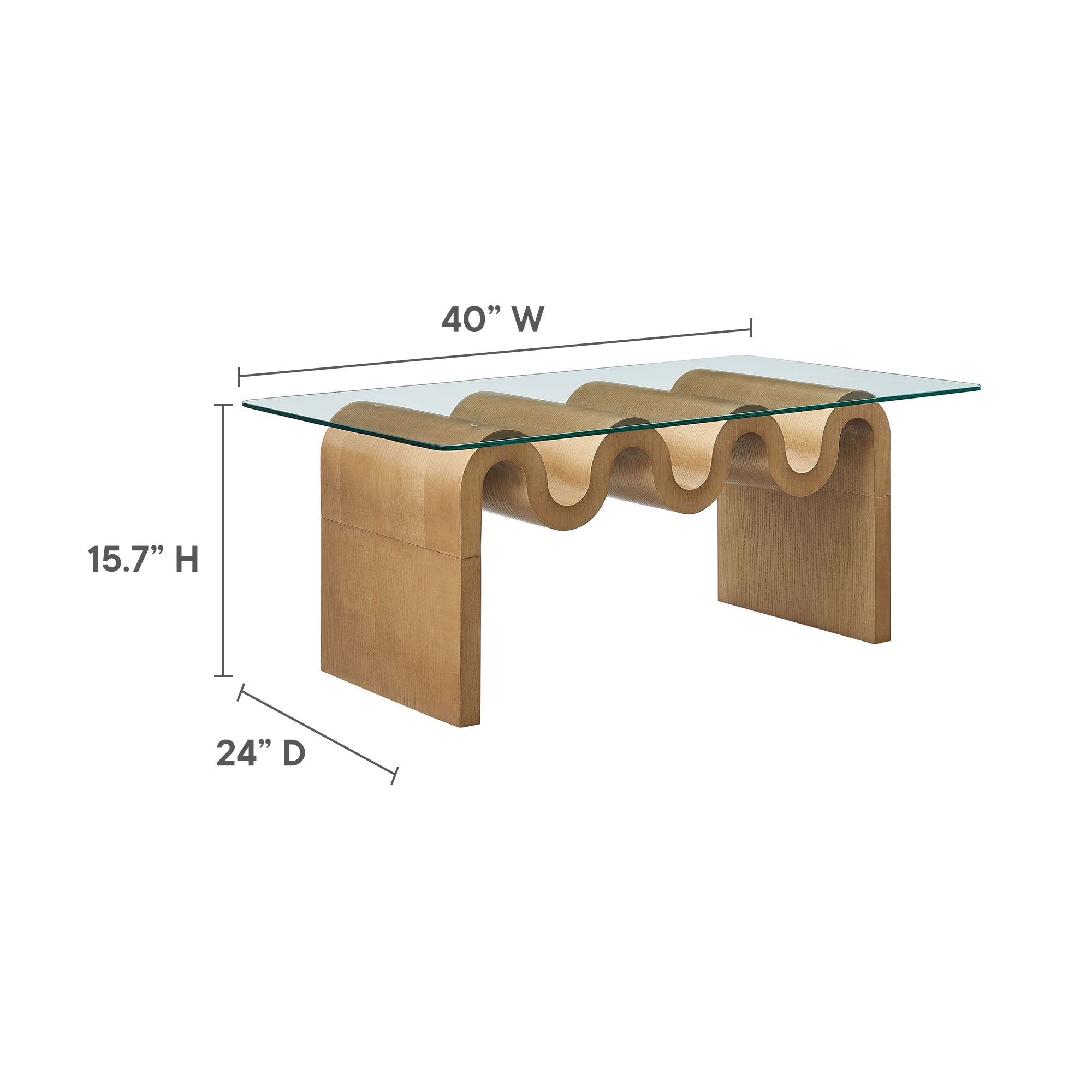 Ondine Glass Top Coffee Table, Natural