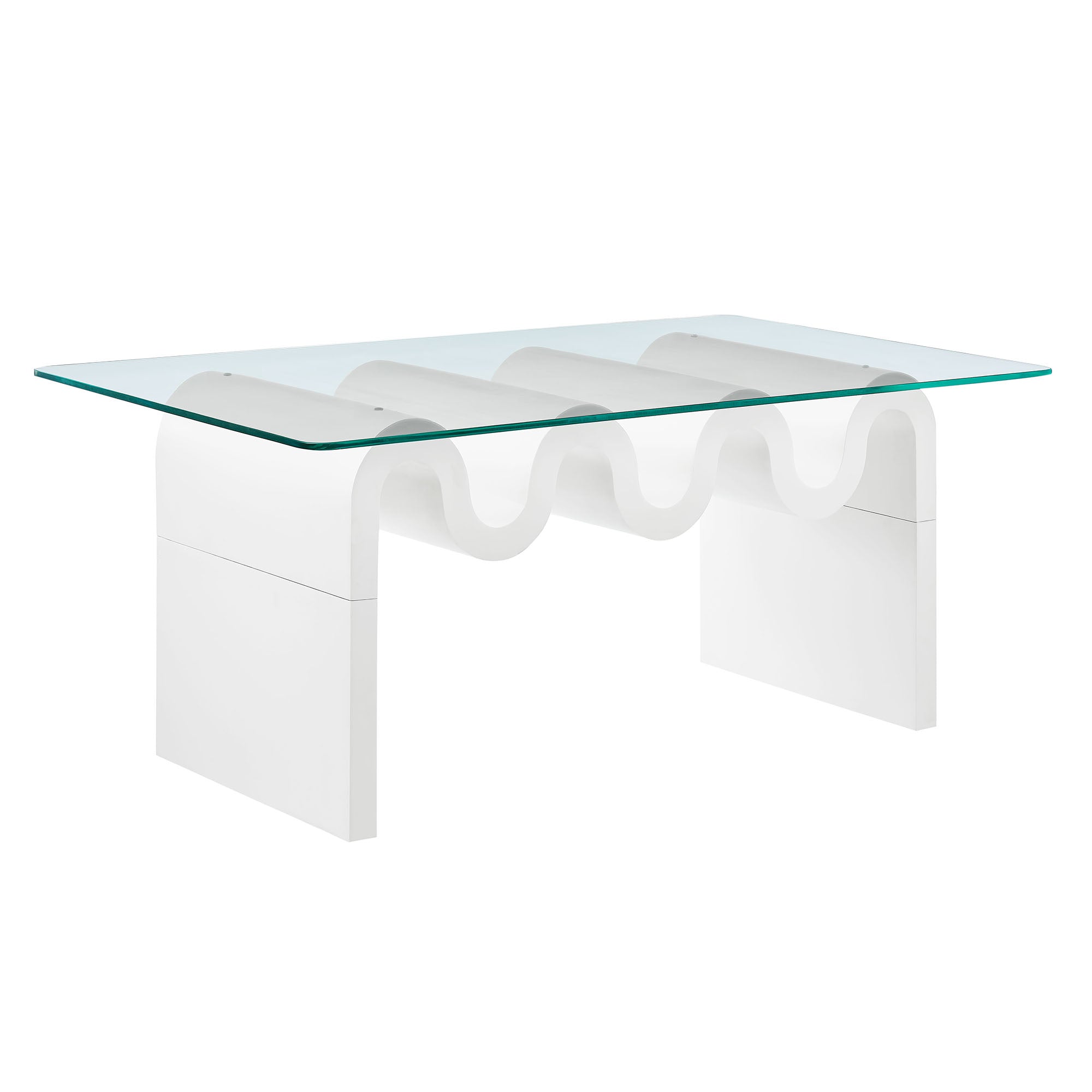 Ondine Glass Top Coffee Table, White
