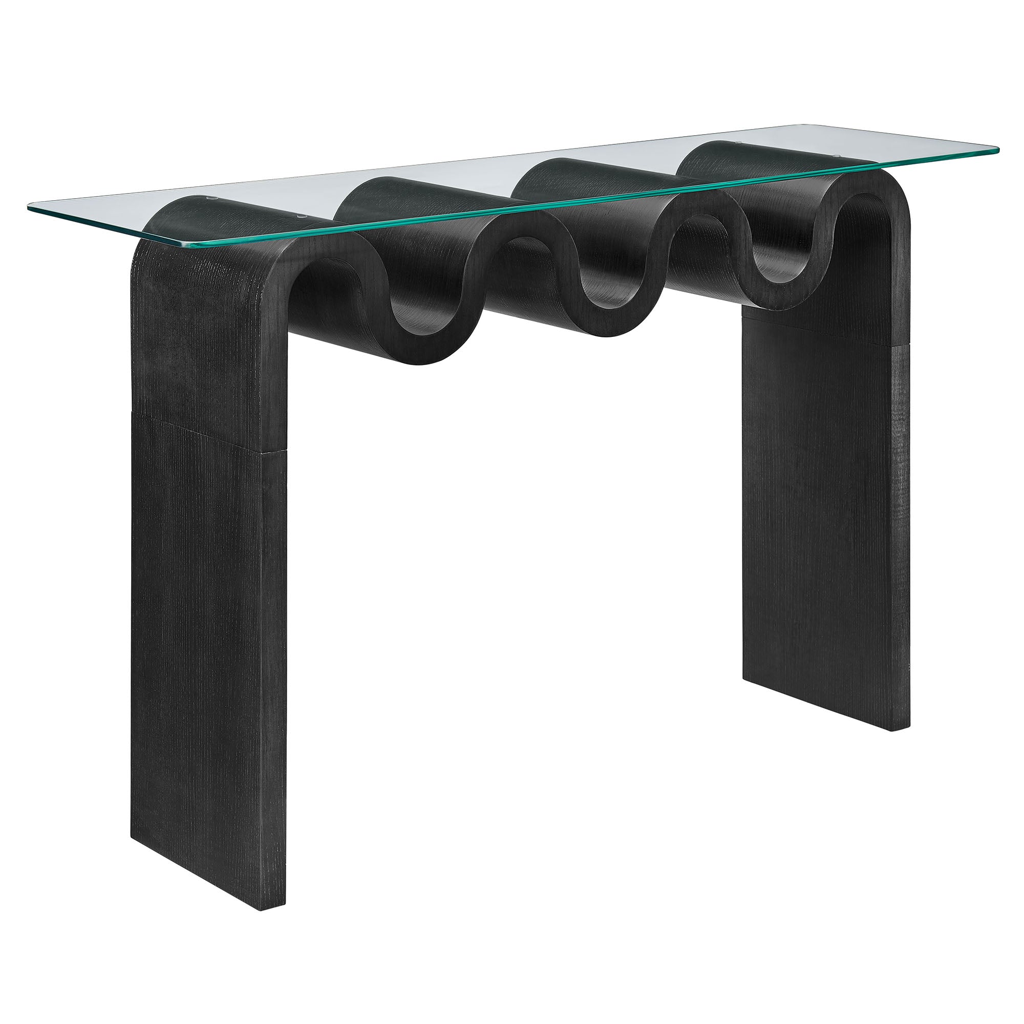 Ondine Glass Top 50" Console Table, Black