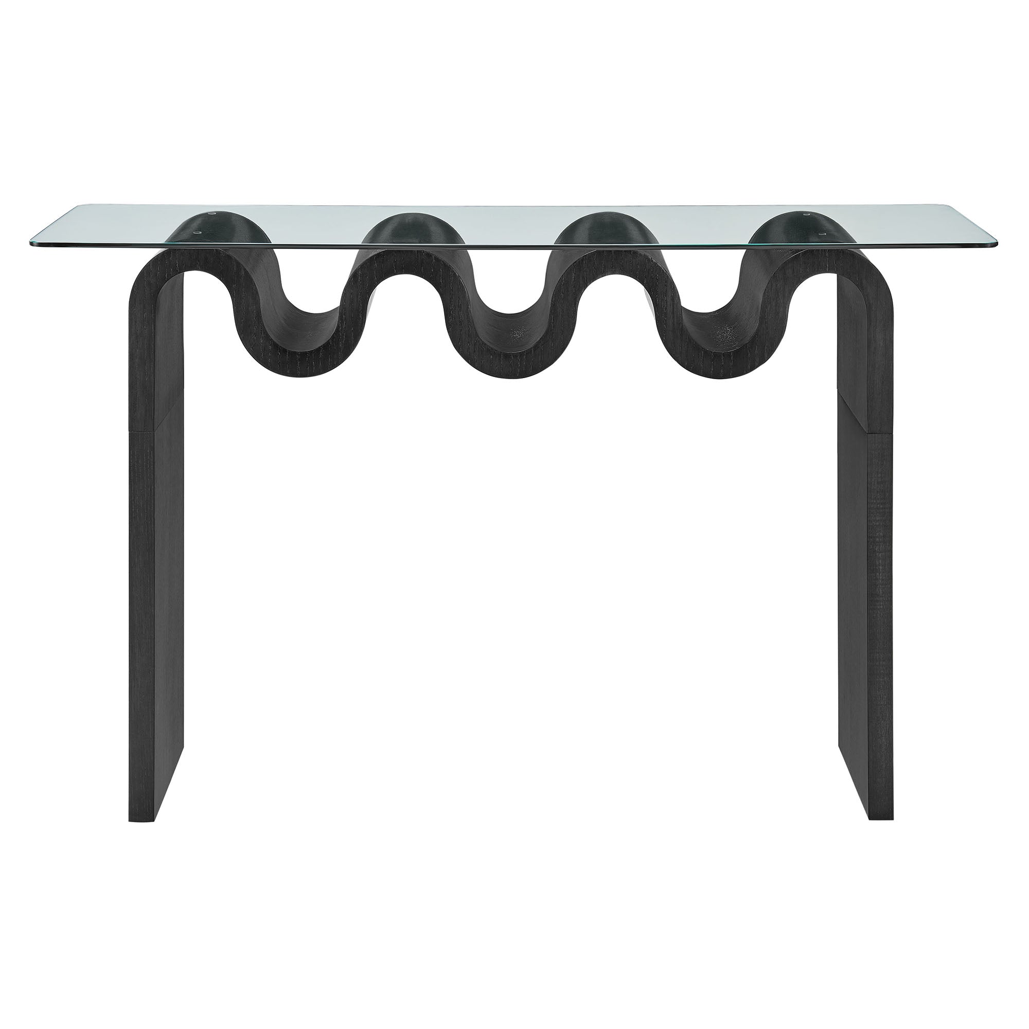 Ondine Glass Top 50" Console Table, Black