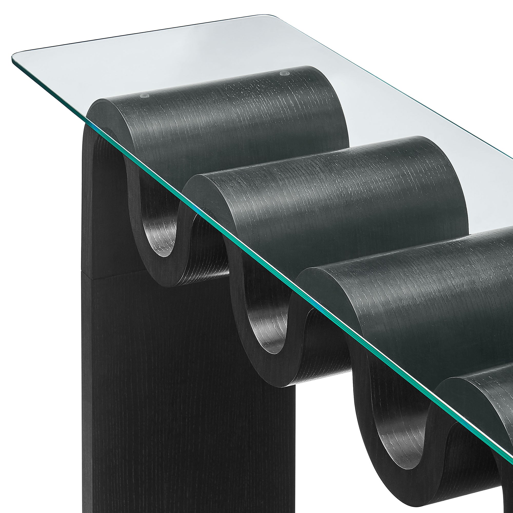 Ondine Glass Top 50" Console Table, Black