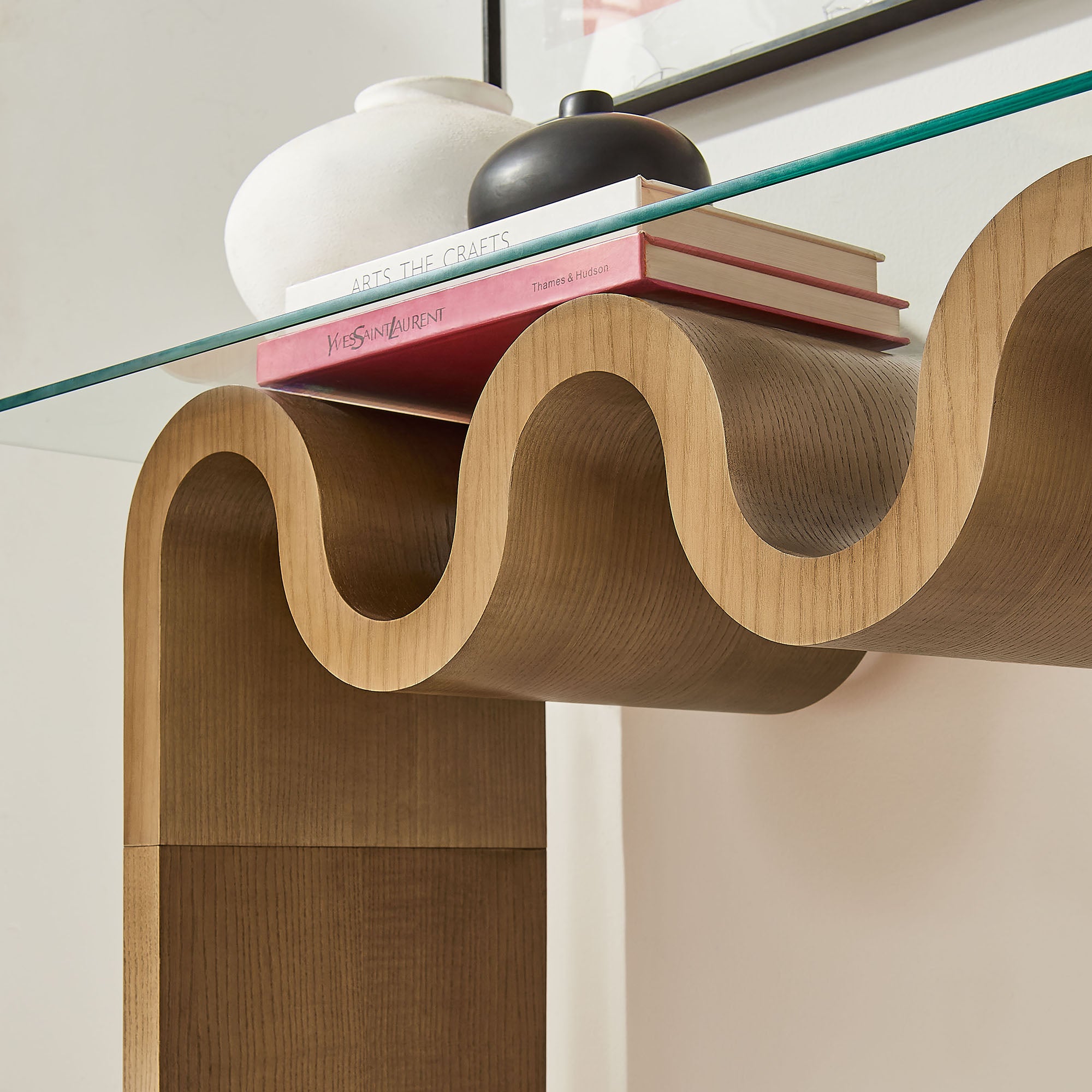 Ondine Glass Top 50" Console Table, Natural