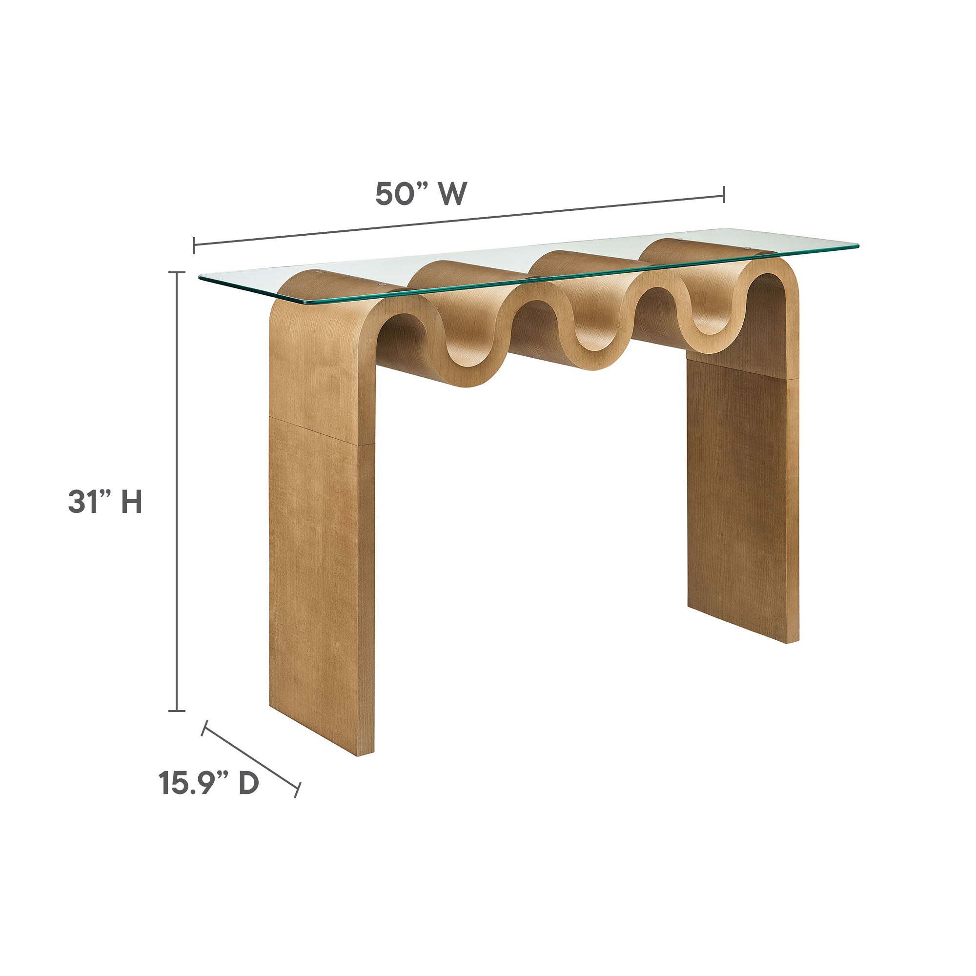 Ondine Glass Top 50" Console Table, Natural