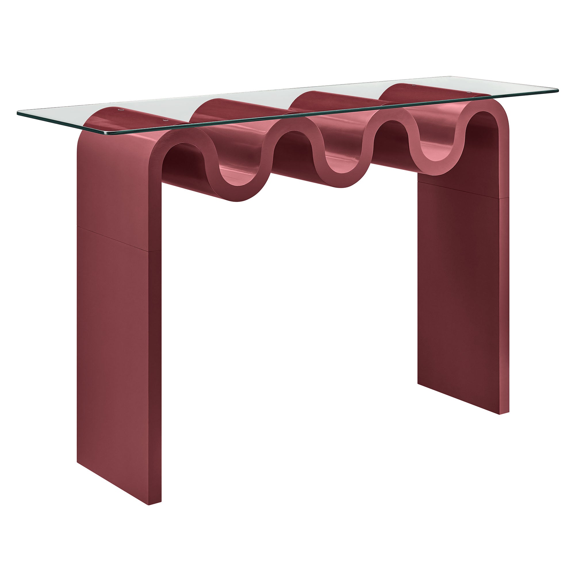 Ondine Glass Top 50" Console Table, Spiced Apple