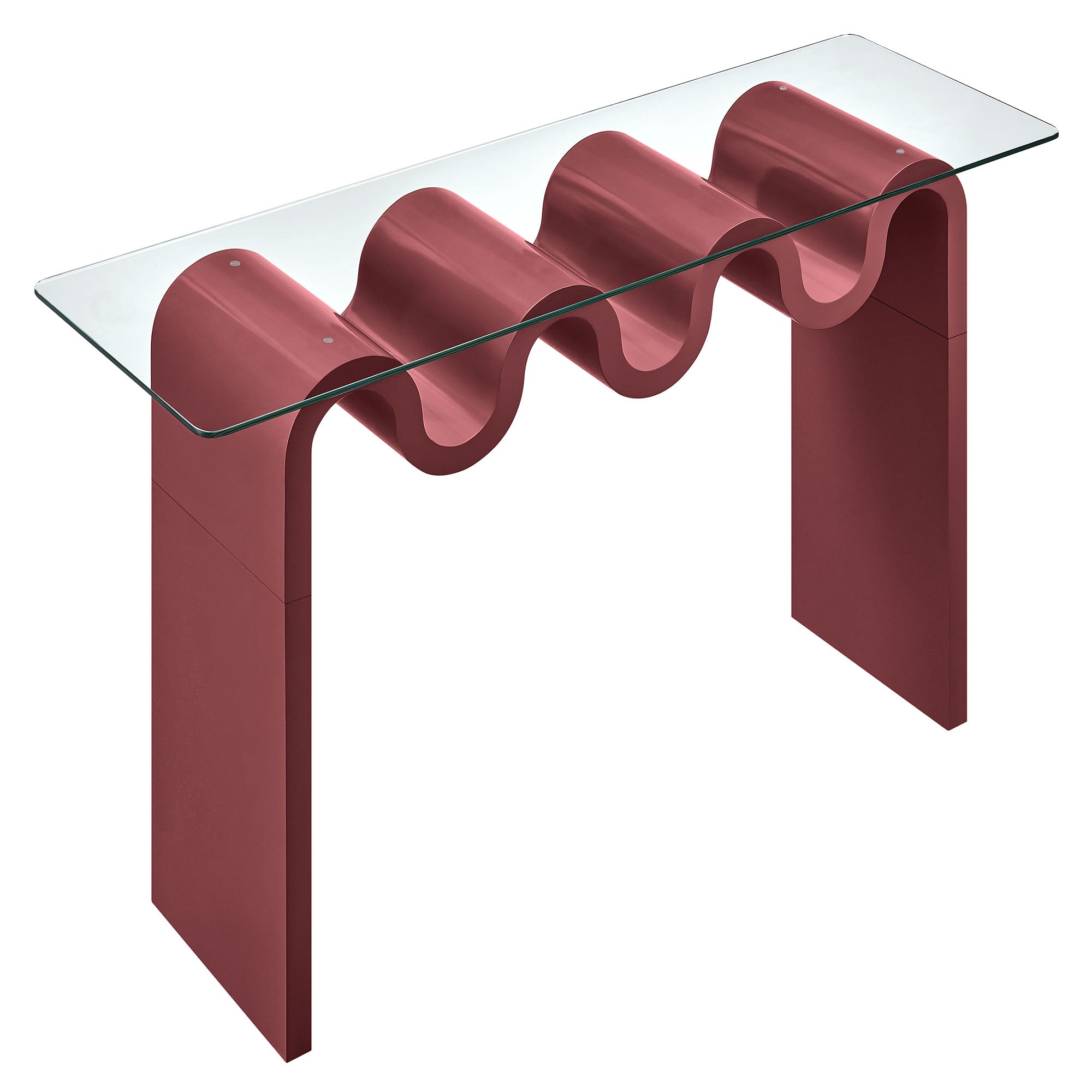 Ondine Glass Top 50" Console Table, Spiced Apple