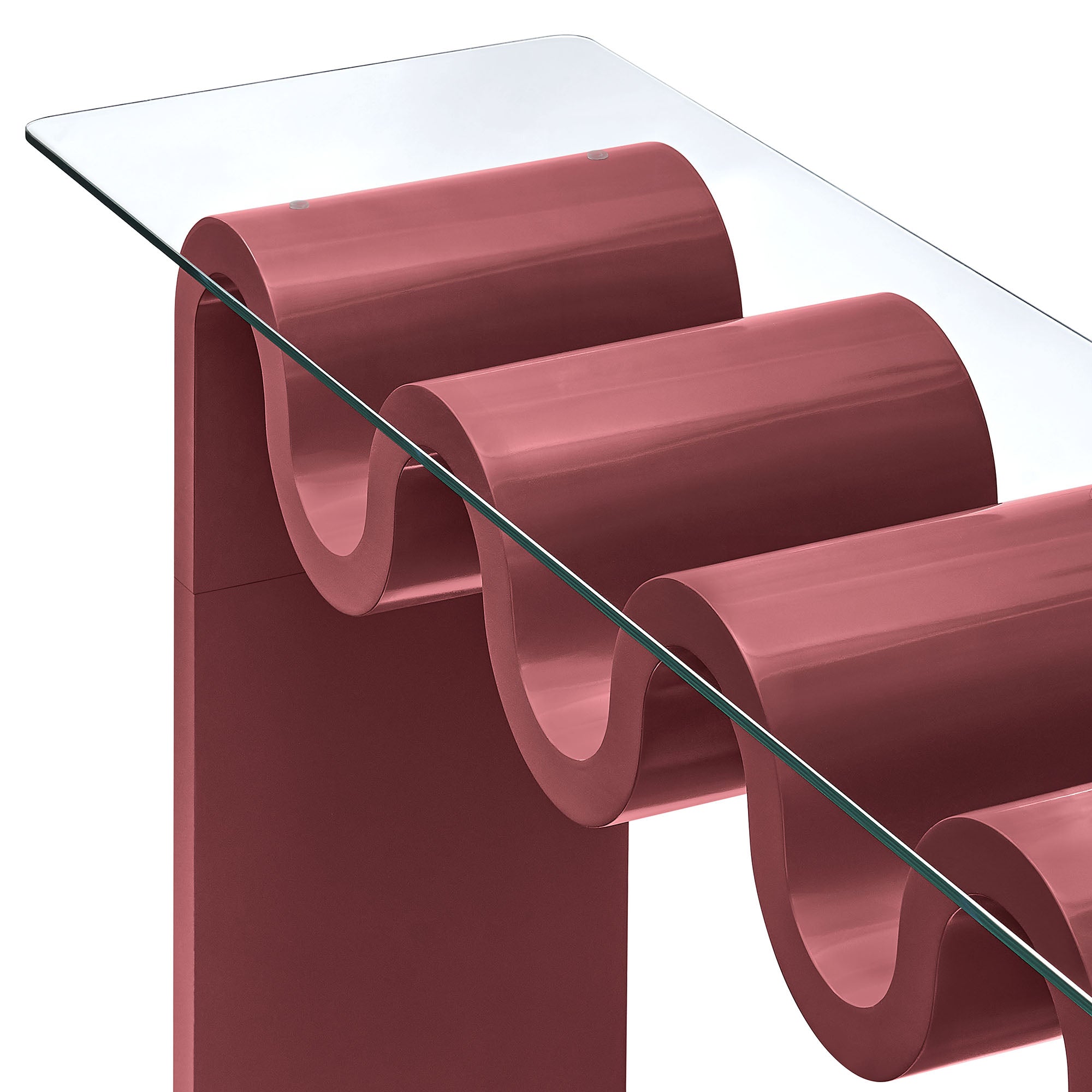 Ondine Glass Top 50" Console Table, Spiced Apple