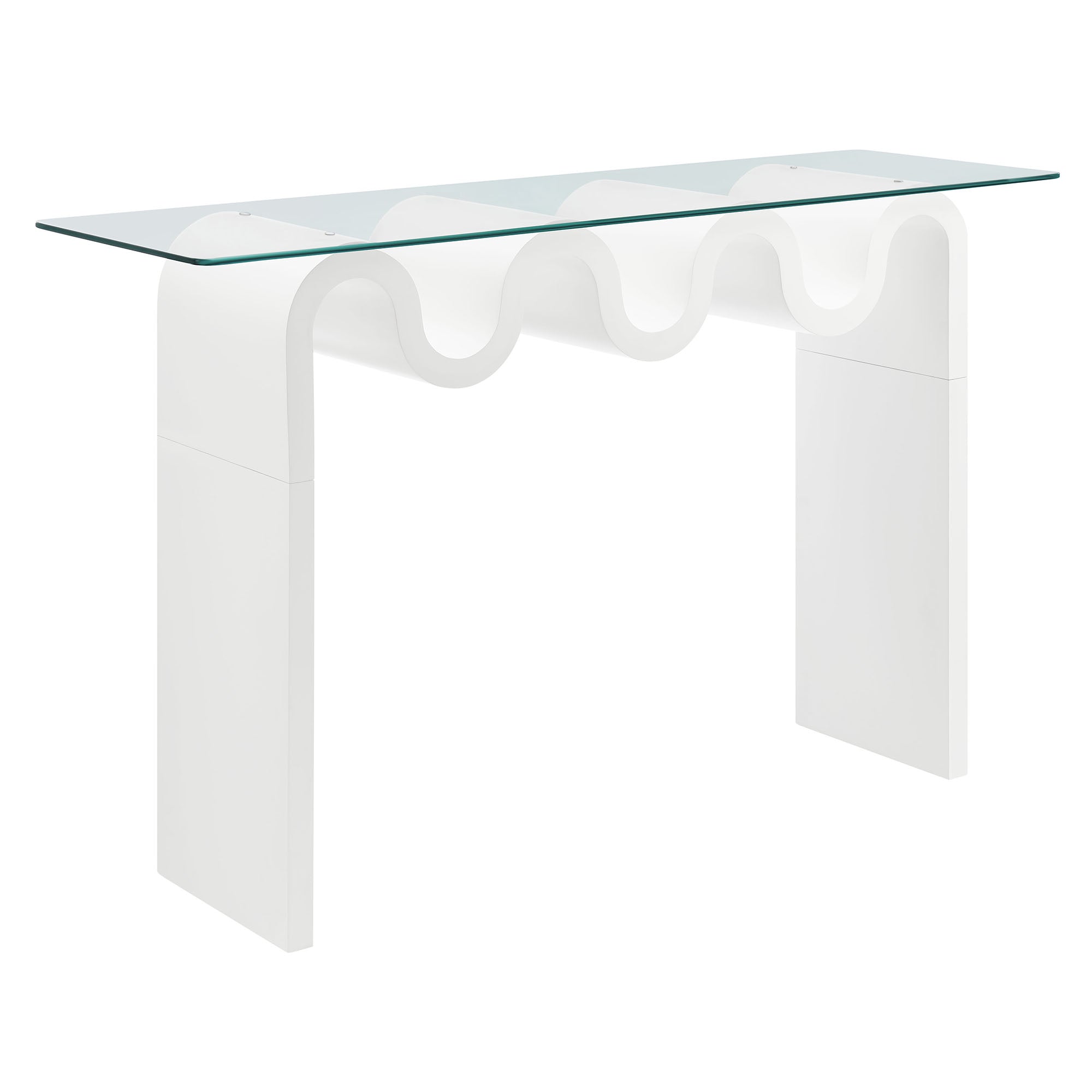 Ondine Glass Top 50" Console Table, White