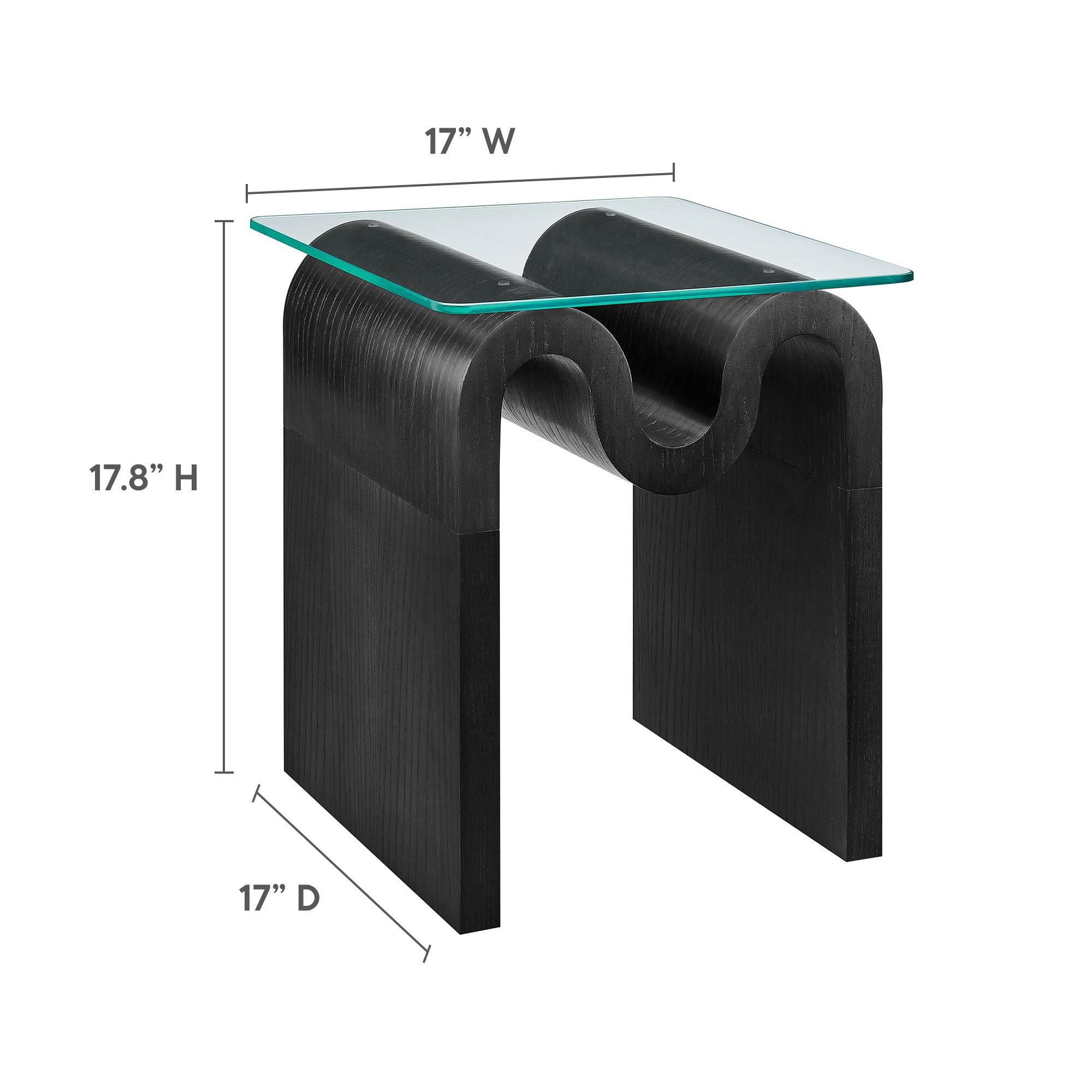 Ondine Glass Top Side Table, Black