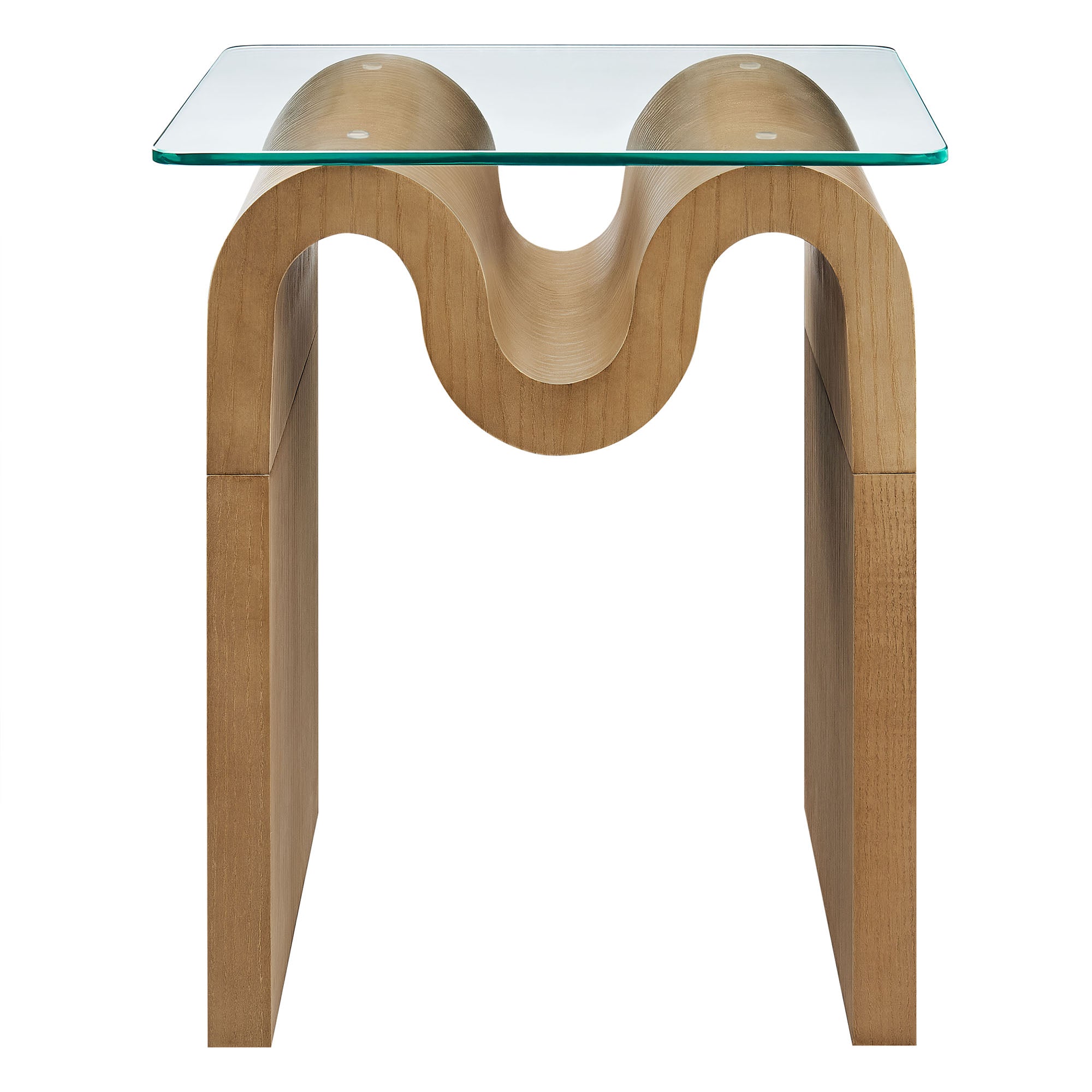 Ondine Glass Top Side Table, Natural