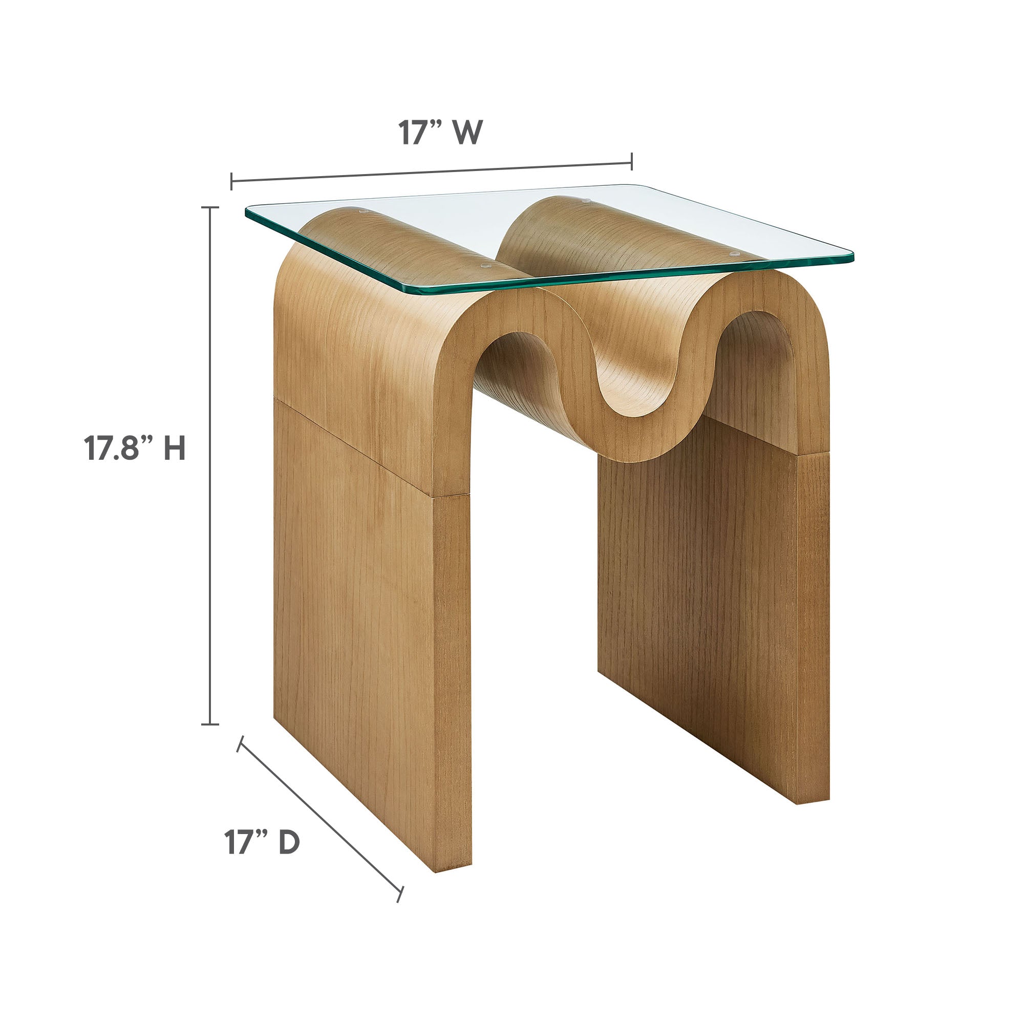 Ondine Glass Top Side Table, Natural