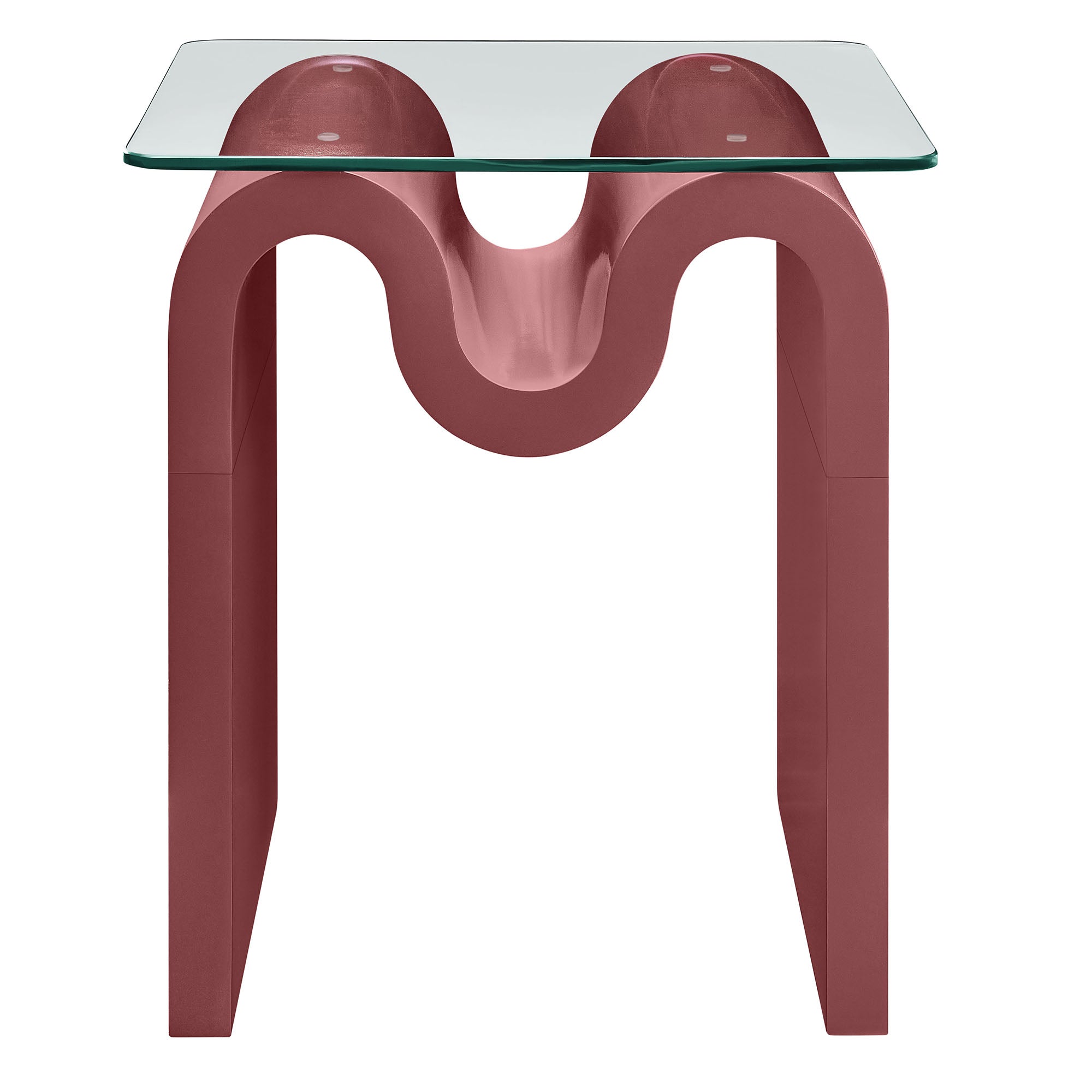 Ondine Glass Top Side Table, Spiced Apple