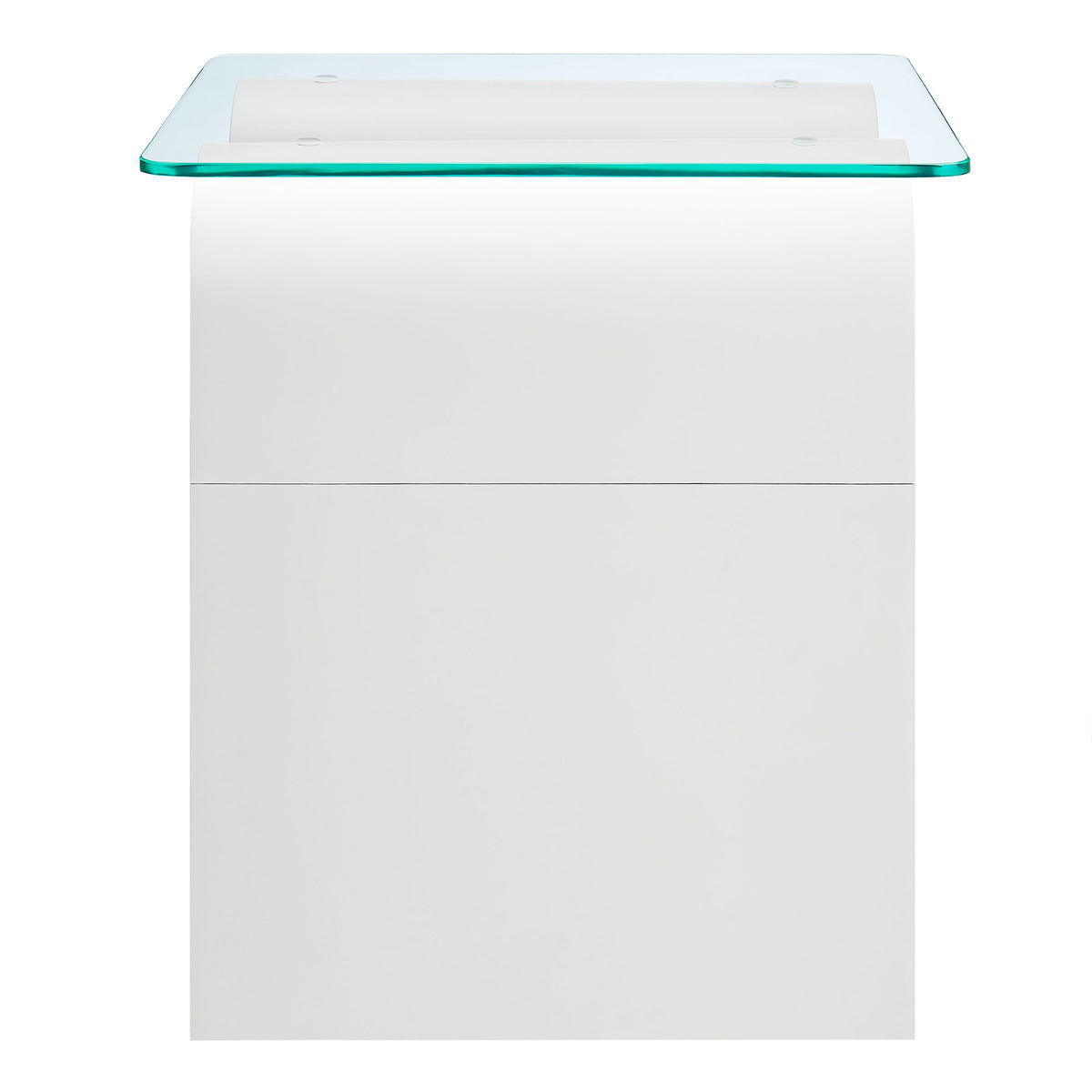 Ondine Glass Top Side Table, White