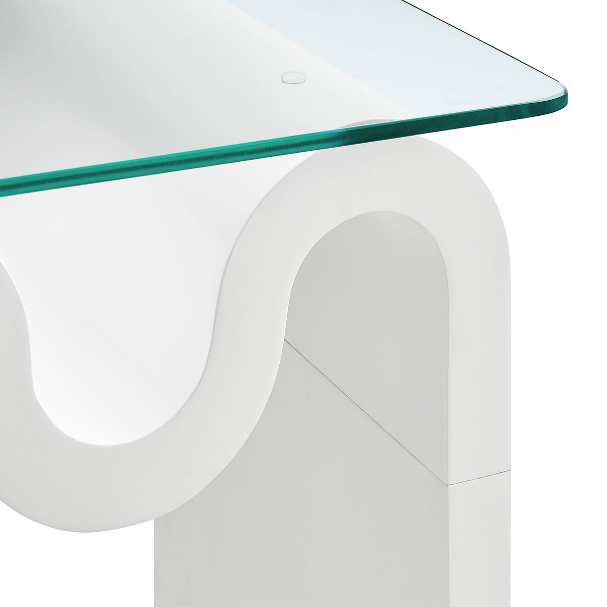 Ondine Glass Top Side Table, White