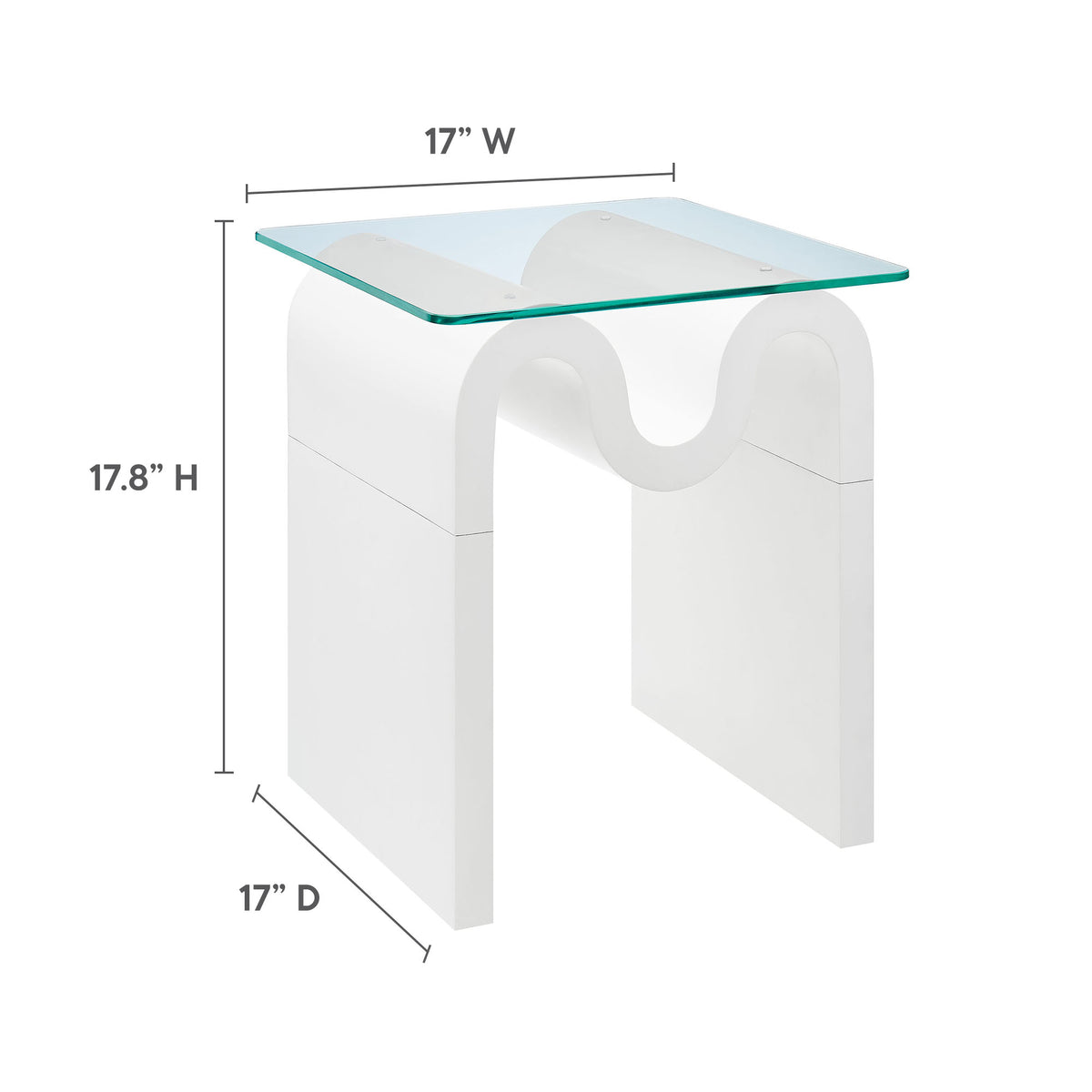 Ondine Glass Top Side Table, White