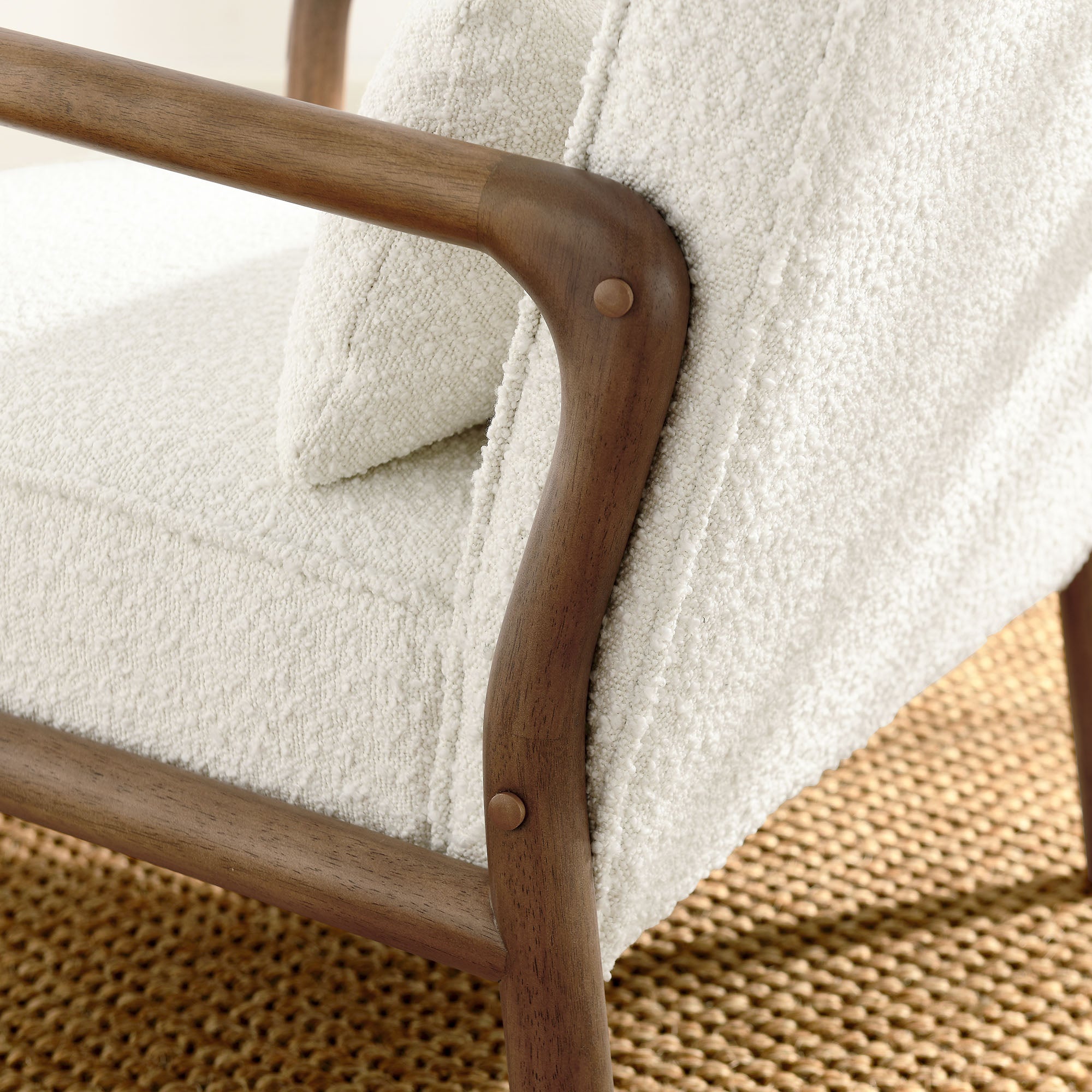 Charlie Boucle Upholstered Armchair, Ivory