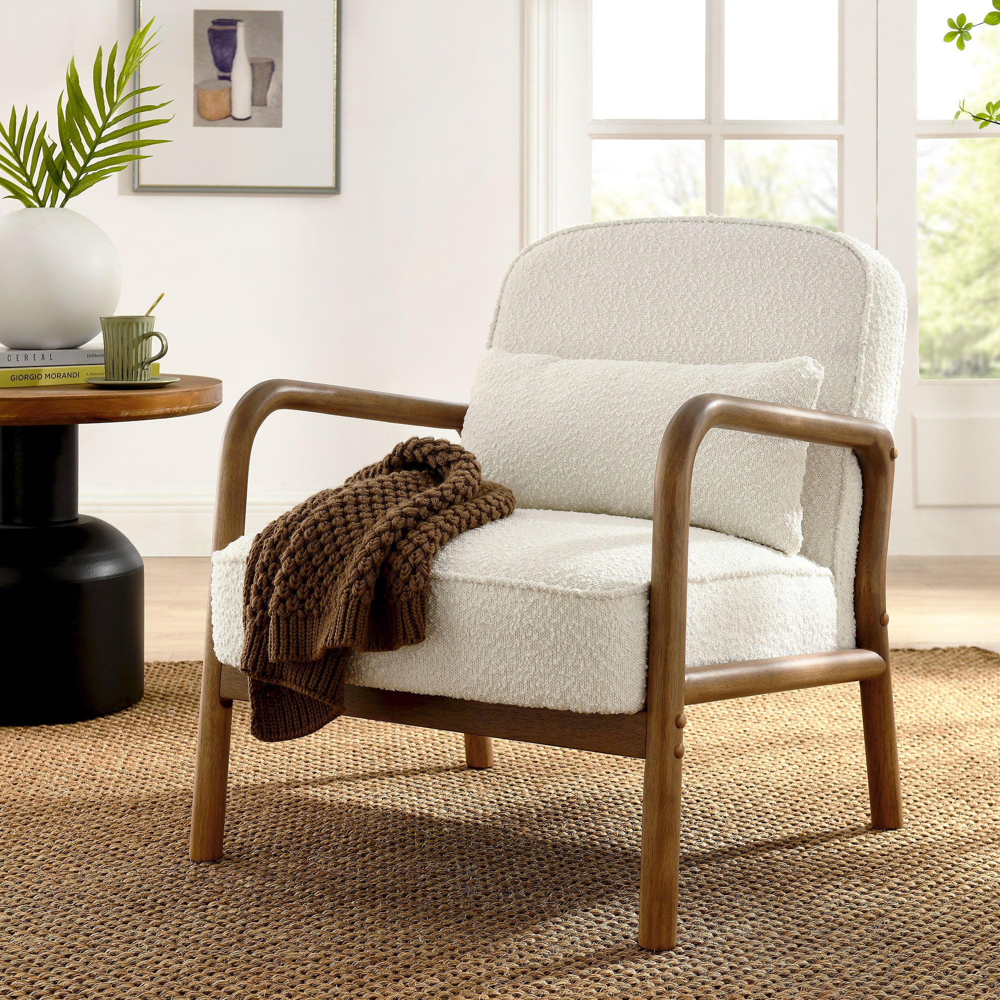 Charlie Boucle Upholstered Armchair, Ivory