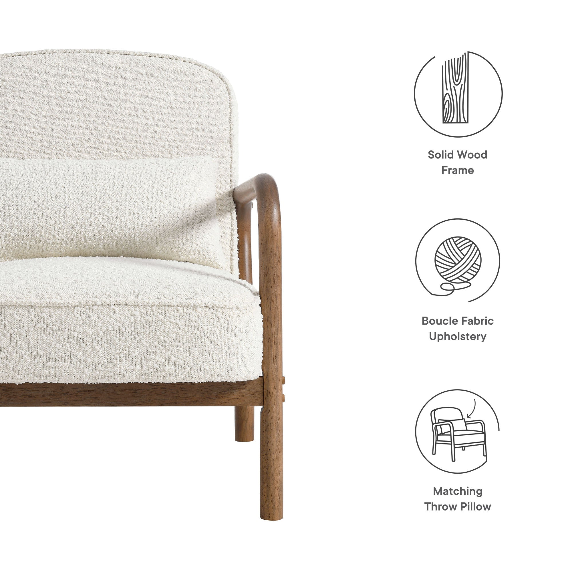 Charlie Boucle Upholstered Armchair, Ivory