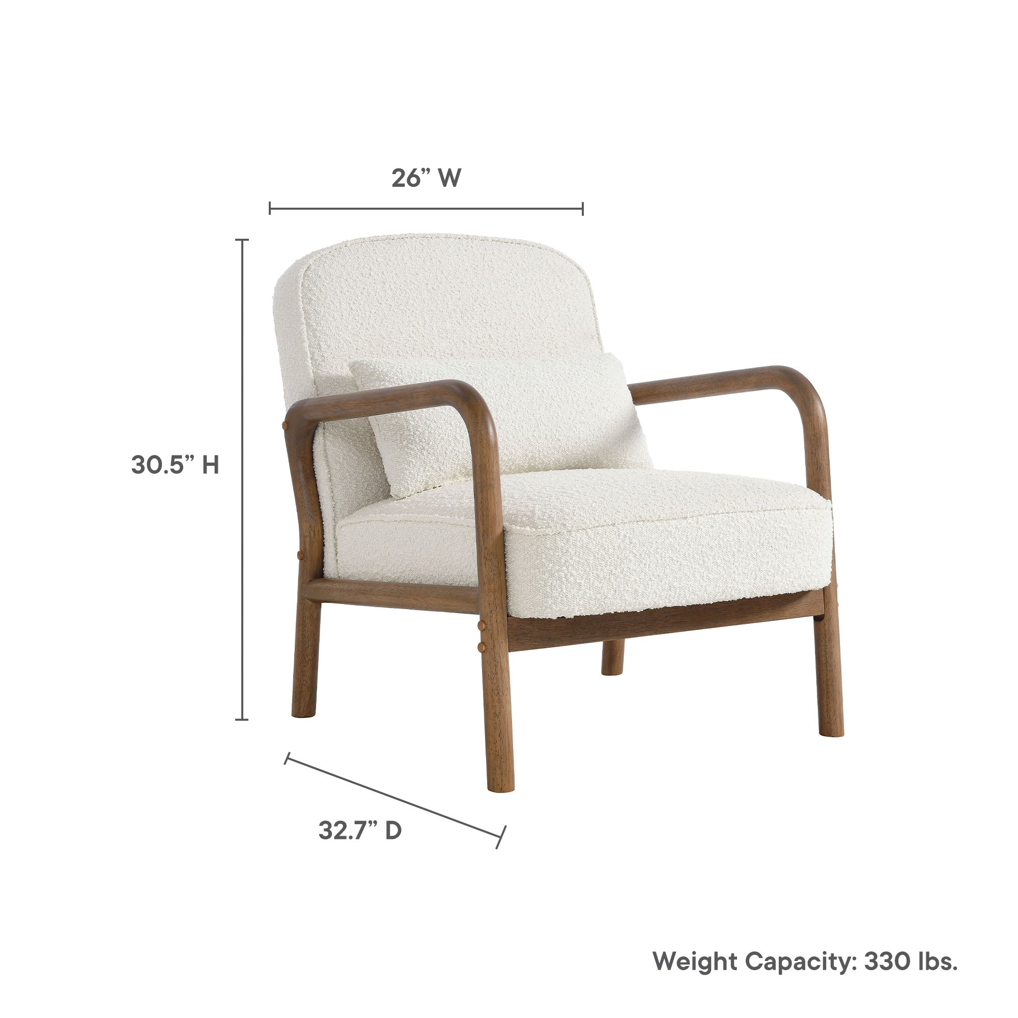 Charlie Boucle Upholstered Armchair, Ivory