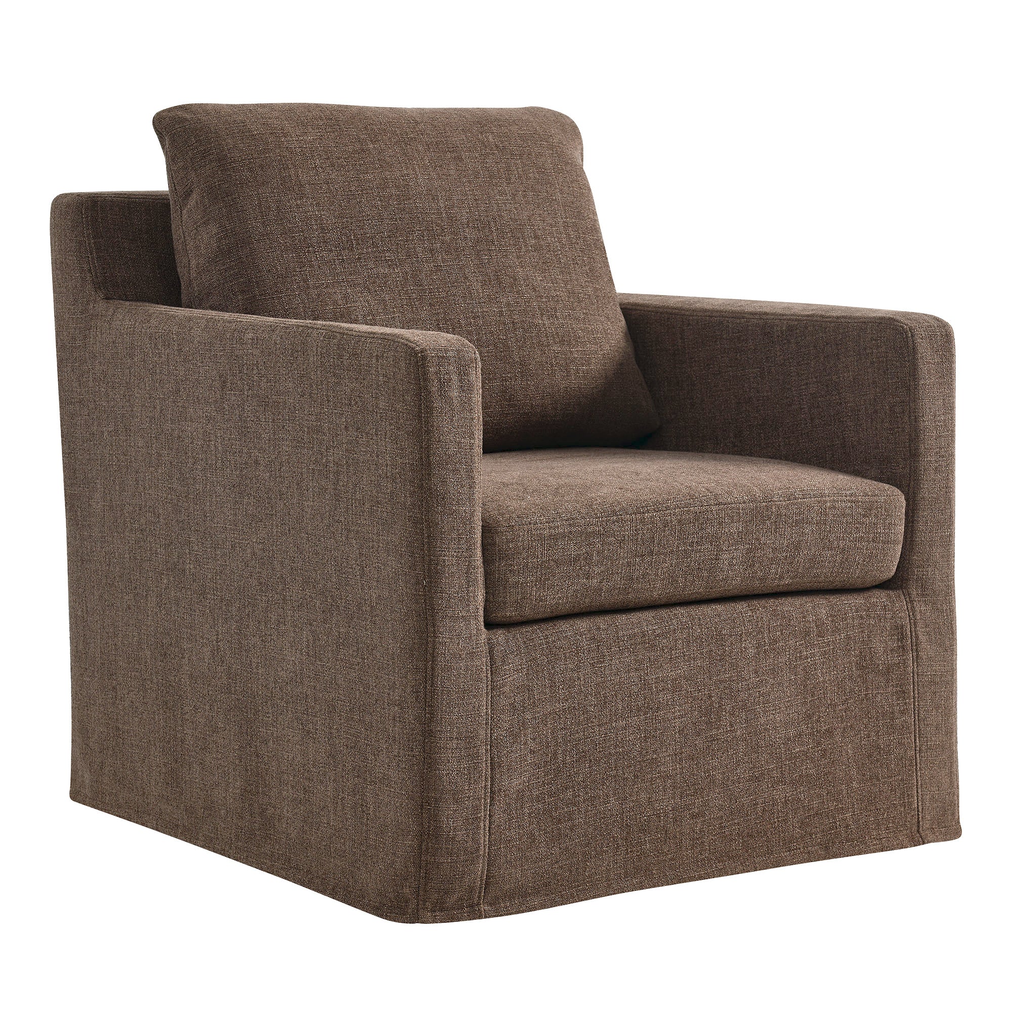 Serene Fabric Slipcovered Swivel Armchair, Mocha