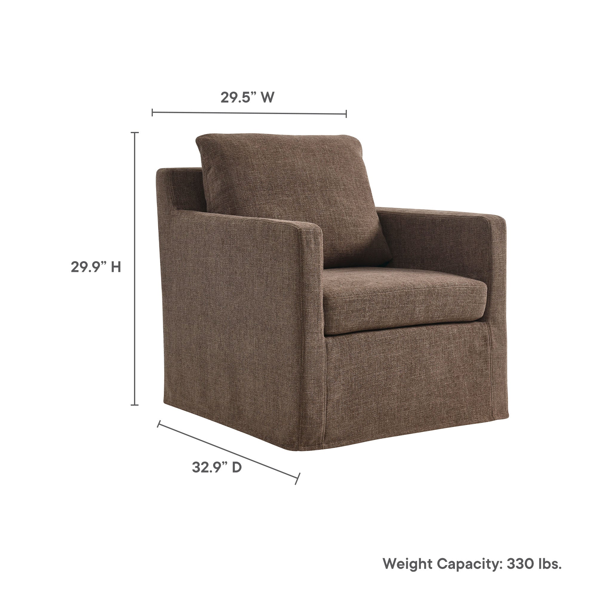 Serene Fabric Slipcovered Swivel Armchair, Mocha