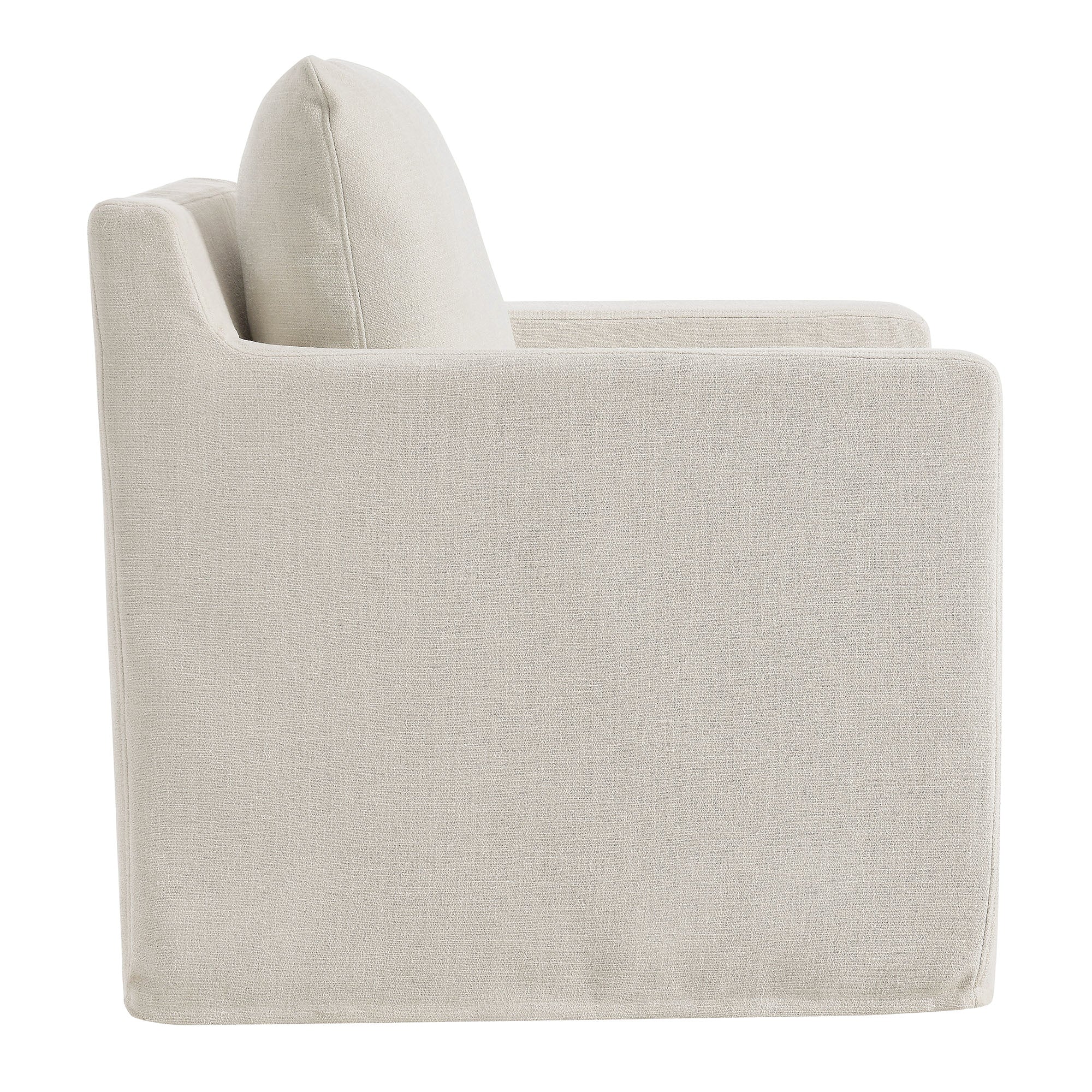 Serene Fabric Slipcovered Swivel Armchair, Salt