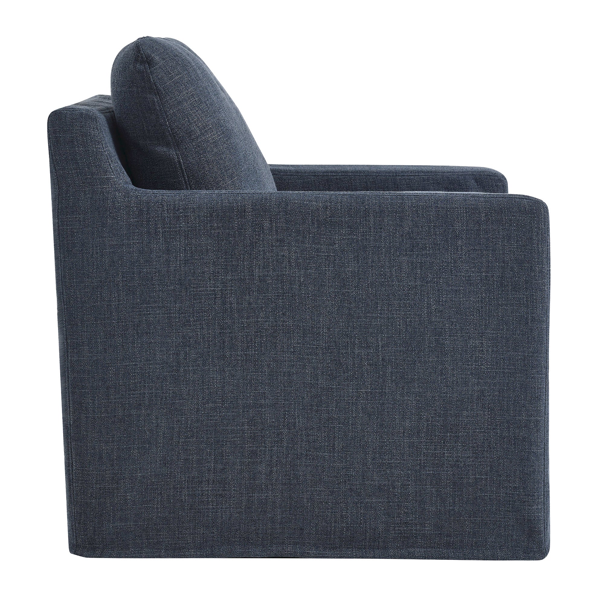 Serene Fabric Slipcovered Swivel Armchair, Slate Blue